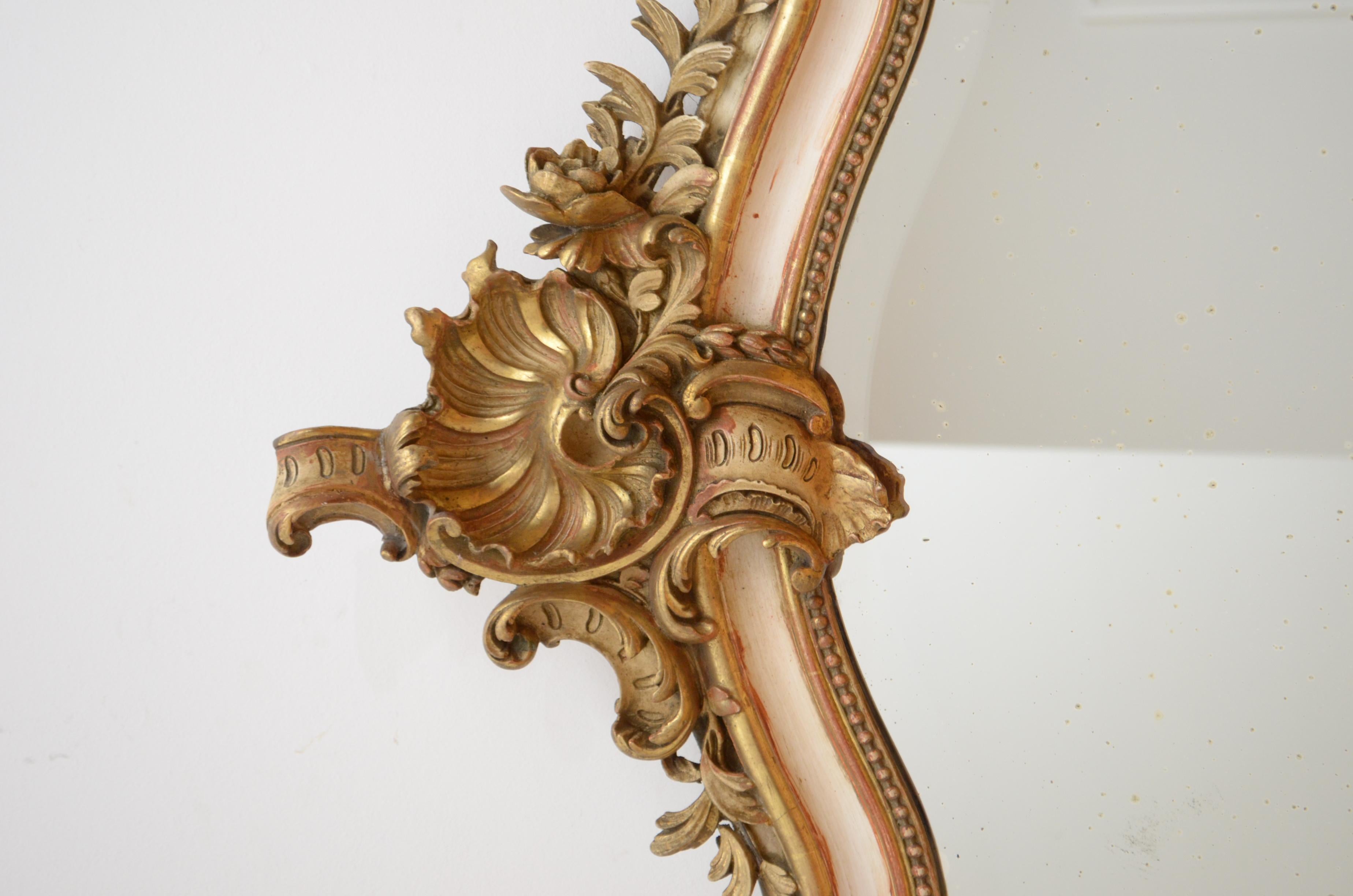 Antique 19th Century Chateau Wall Mirror H157cm siglo XIX en venta
