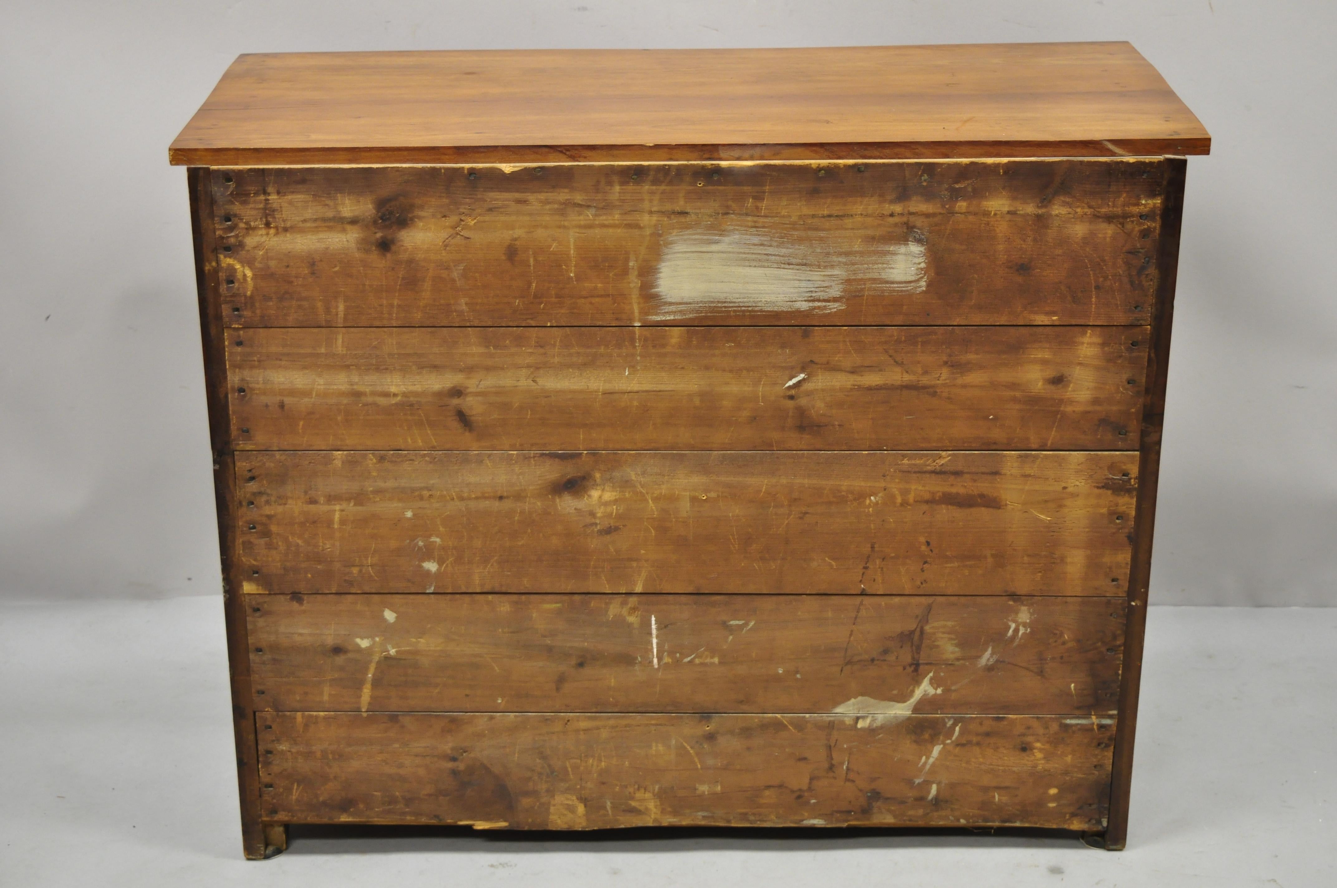Antique 19th Century Cherry Wood Three Drawer Colonial Primitive Dresser Chest 5