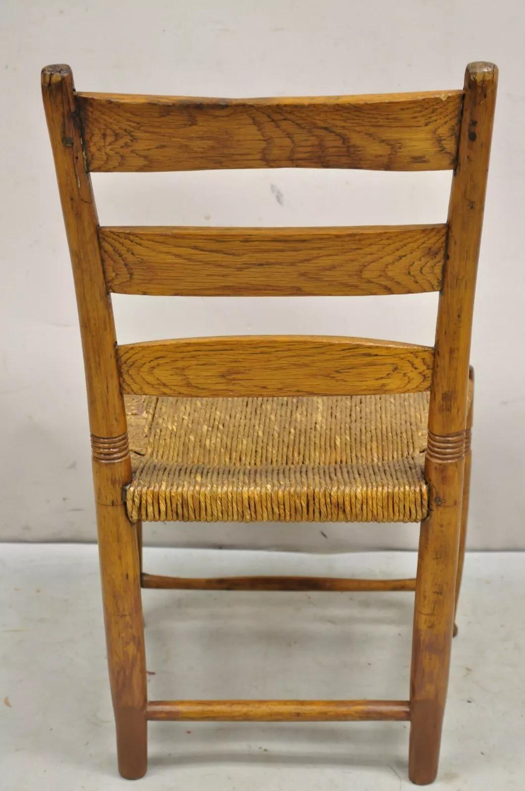 Antike 19. Jahrhundert Childs Shaker Ahorn Binsen Leiter zurück Small Side Chair im Angebot 5