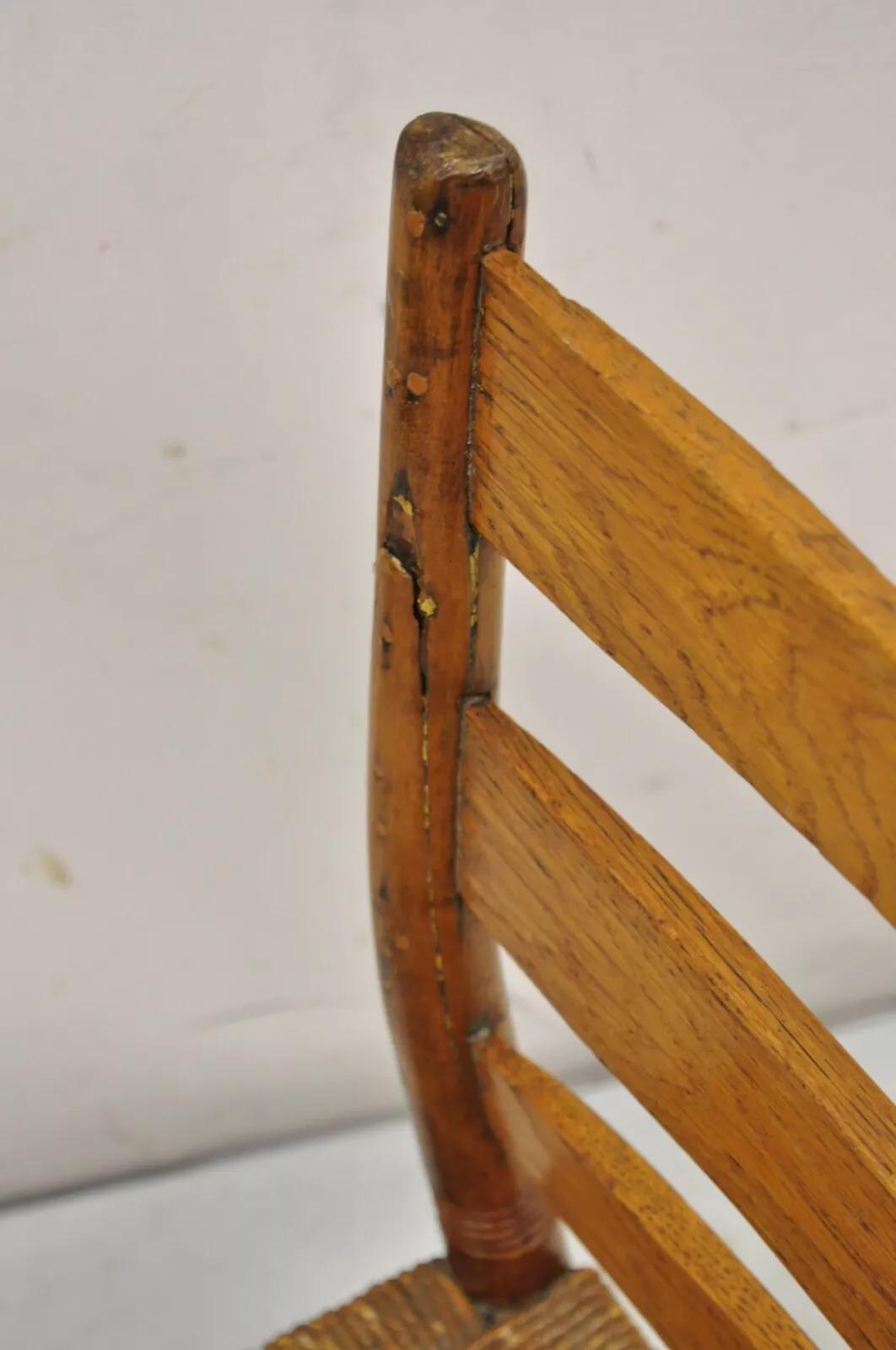 Antike 19. Jahrhundert Childs Shaker Ahorn Binsen Leiter zurück Small Side Chair im Angebot 2