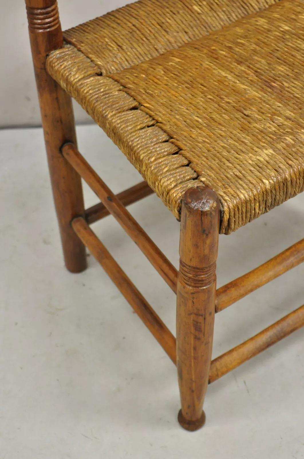 Antike 19. Jahrhundert Childs Shaker Ahorn Binsen Leiter zurück Small Side Chair im Angebot 3