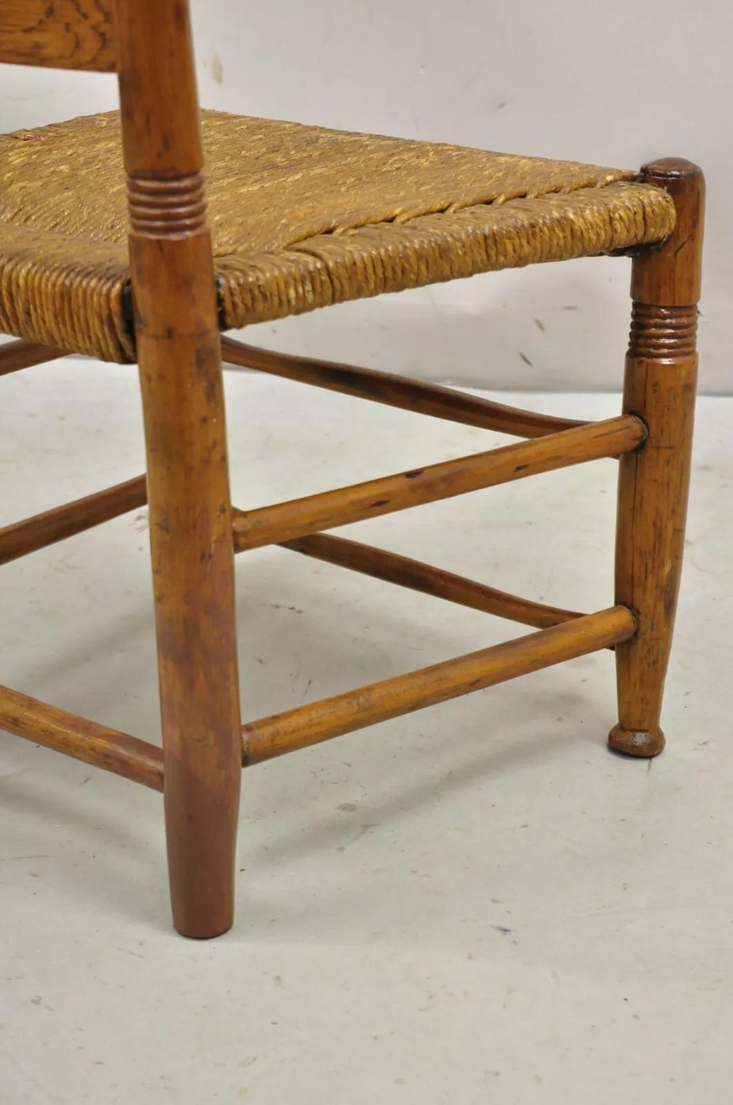 Antike 19. Jahrhundert Childs Shaker Ahorn Binsen Leiter zurück Small Side Chair im Angebot 4