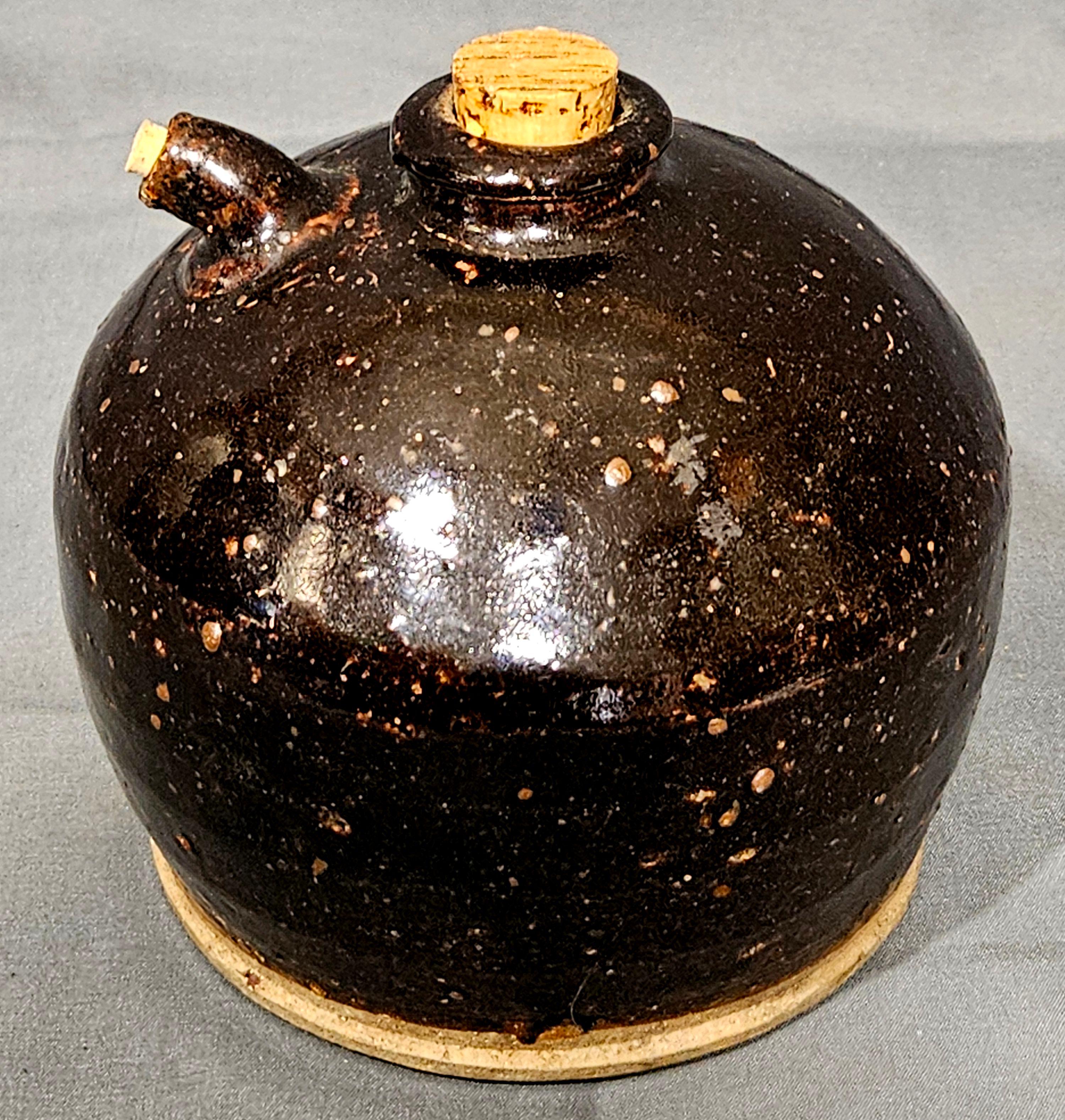 Hand-Crafted Antique 19th Century Chinese Black Soy Jar For Sale