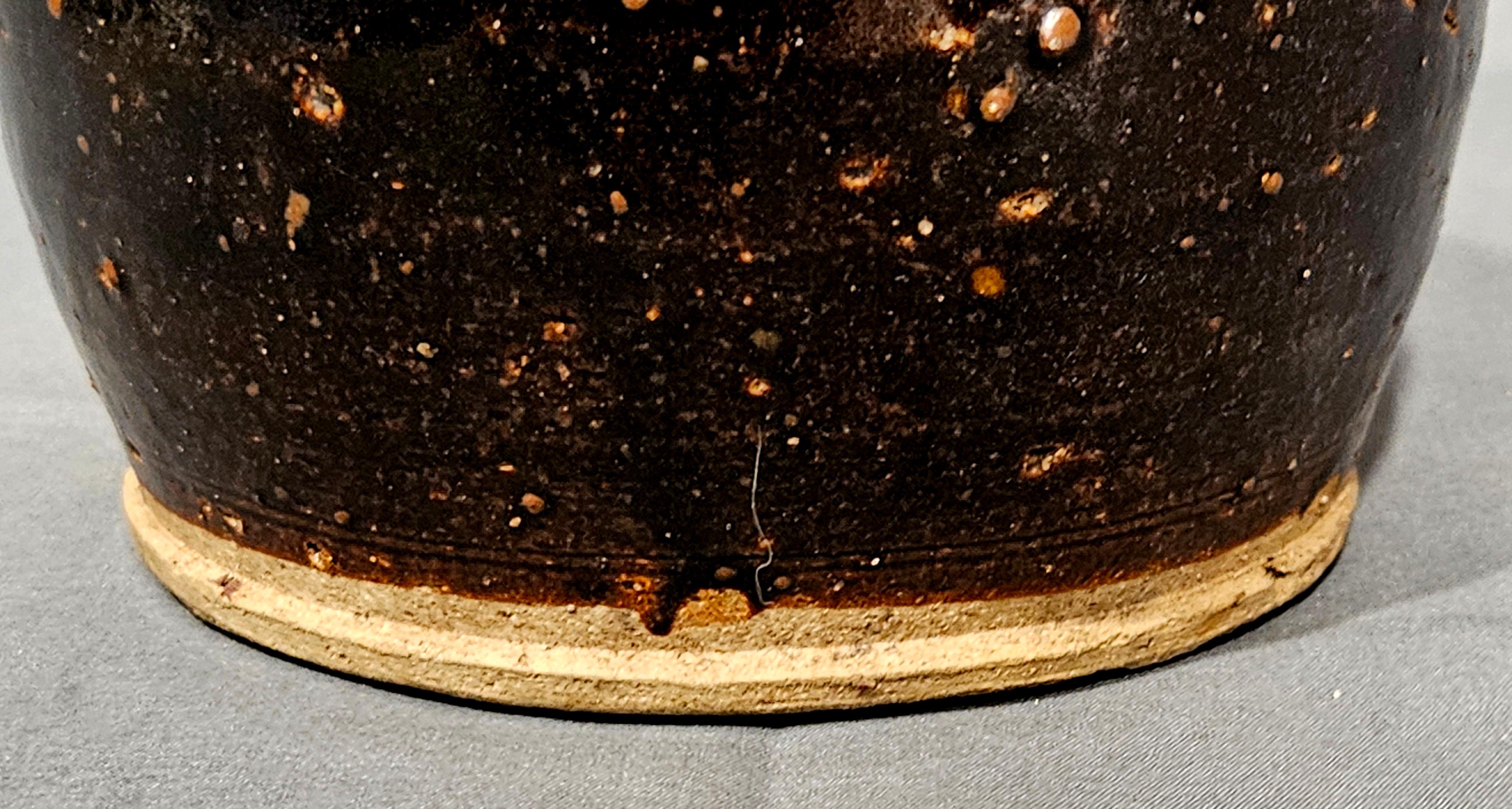 Pottery Antique 19th Century Chinese Black Soy Jar For Sale