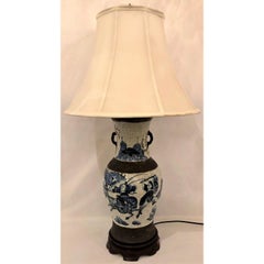 Antique 19th Century Chinese Blue and White Porcelain Lamp