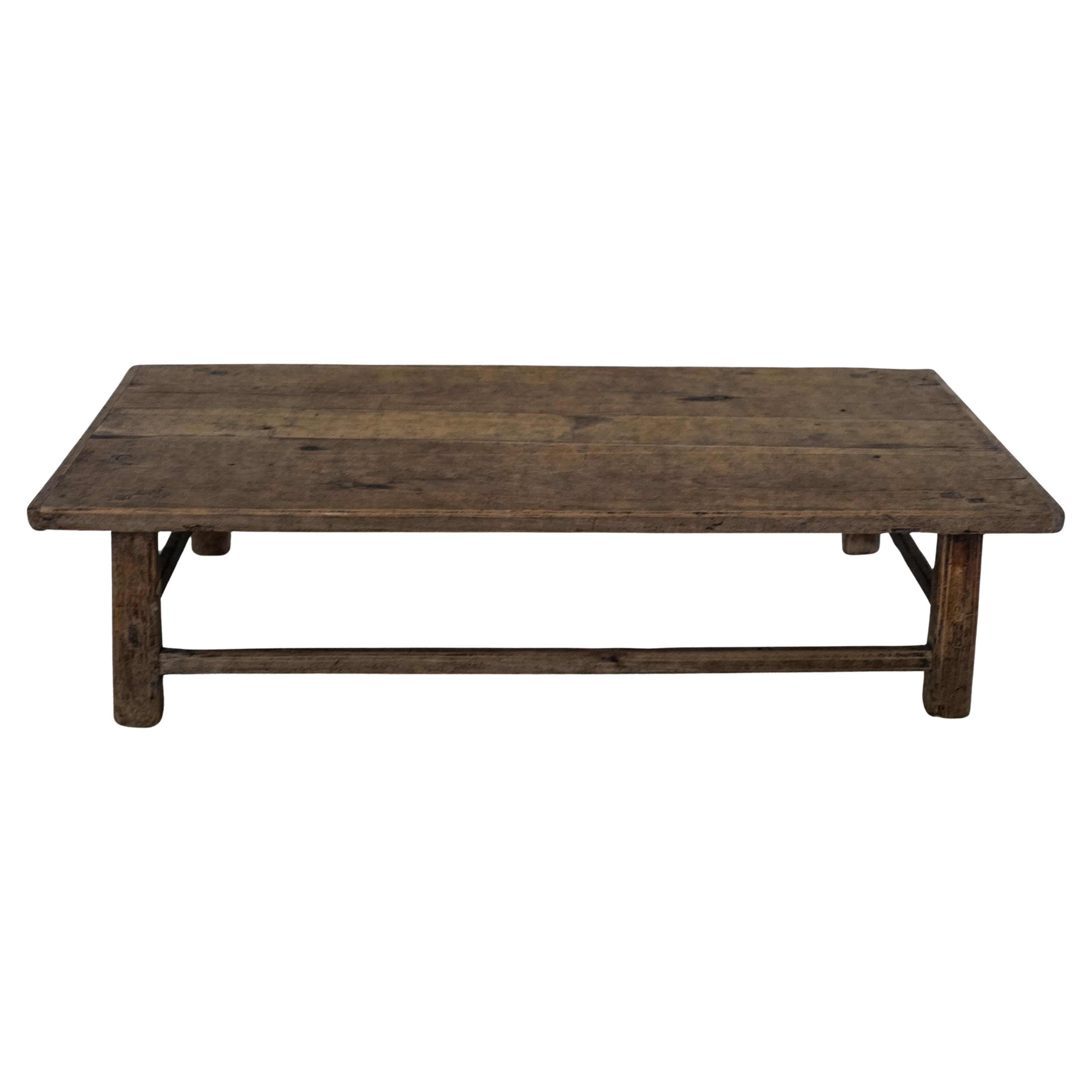 Antique 19th Century Chinese Elm Coffee Table Rustic Provincial, Original Finish