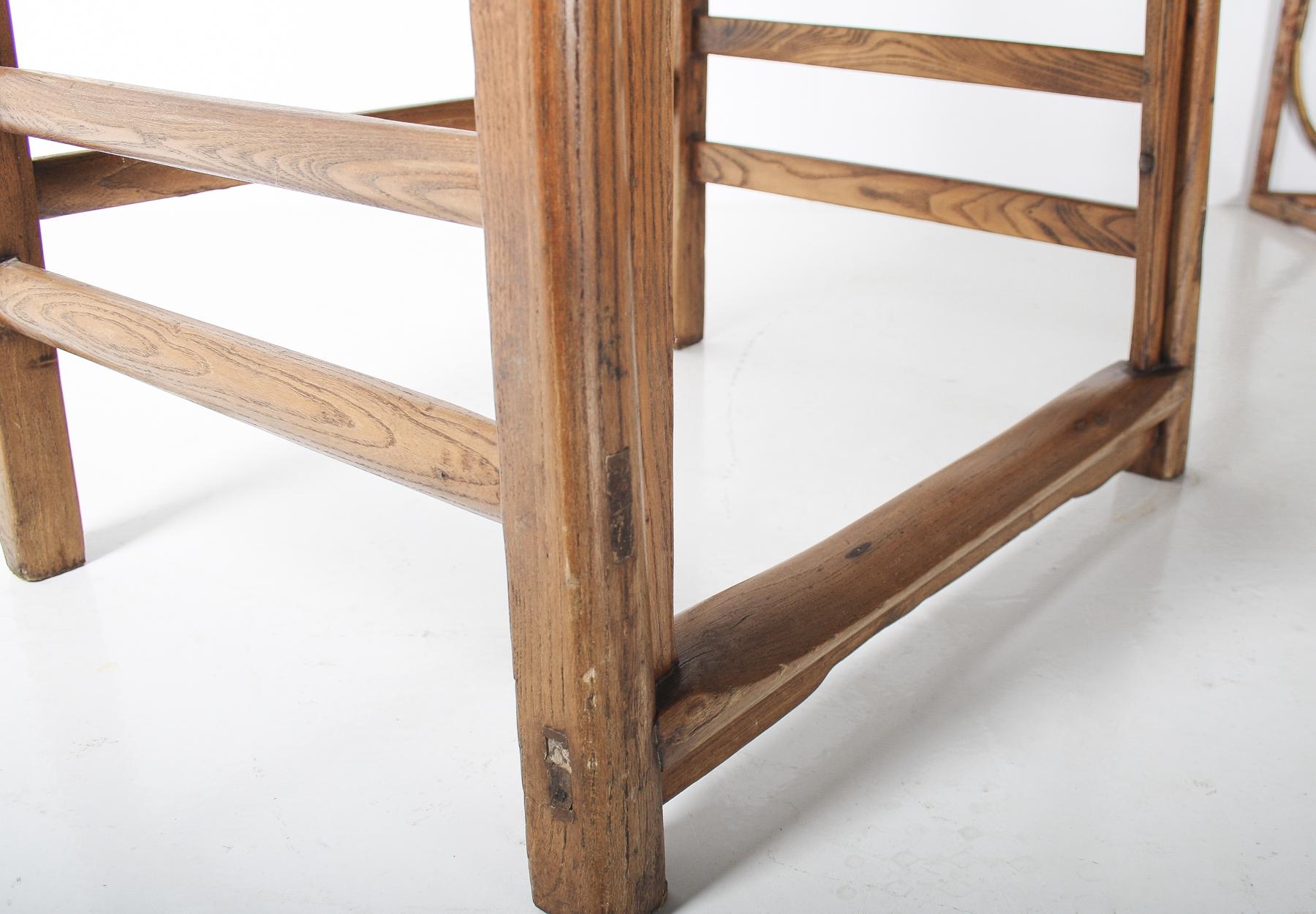 Antique 19th Century Chinese Elm Quanyi Horseshoe Back Armchair 5