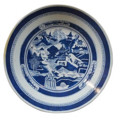 Antique 19th Century Chinese Export Canton Nanking Platter Blue & White