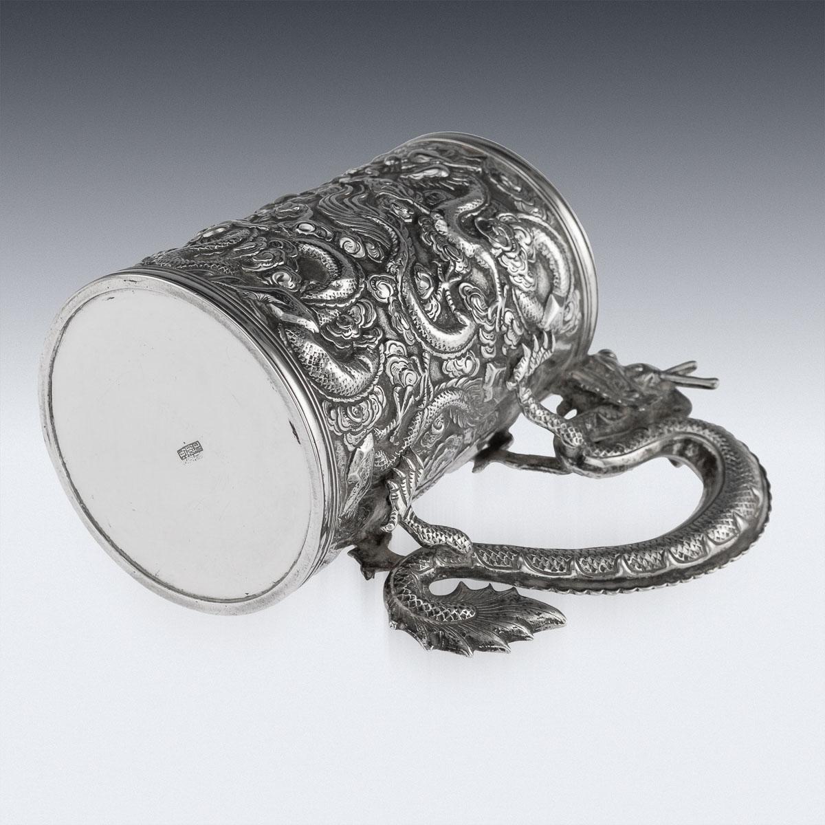 19th Century Chinese Export Solid Silver Dragon Mug, Zhun Zhao Ji, circa 1880 2
