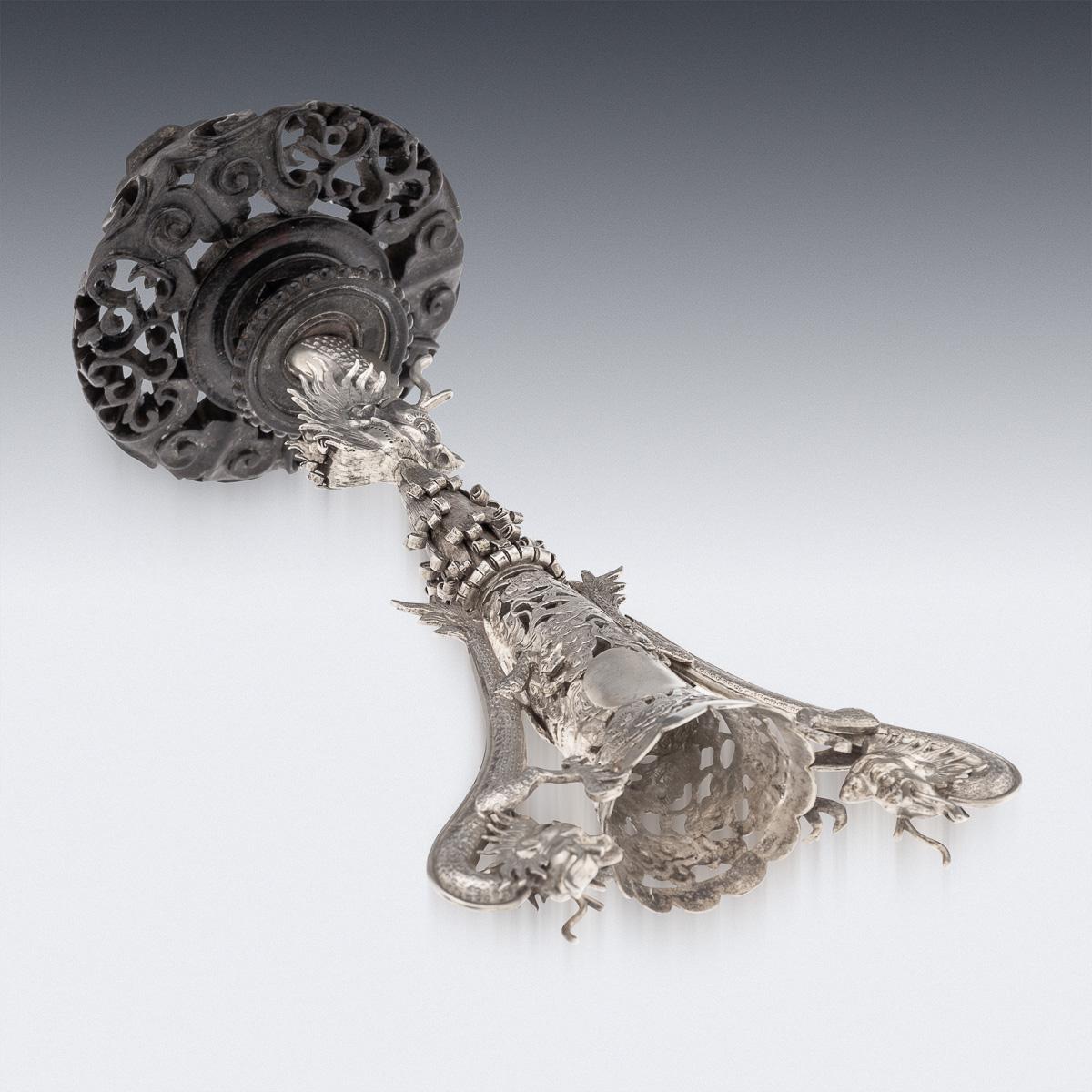 Antike chinesische Export-Epergne aus massivem Silber und rotem Glas aus dem 19. Jahrhundert, Epergne um 1890 im Angebot 5