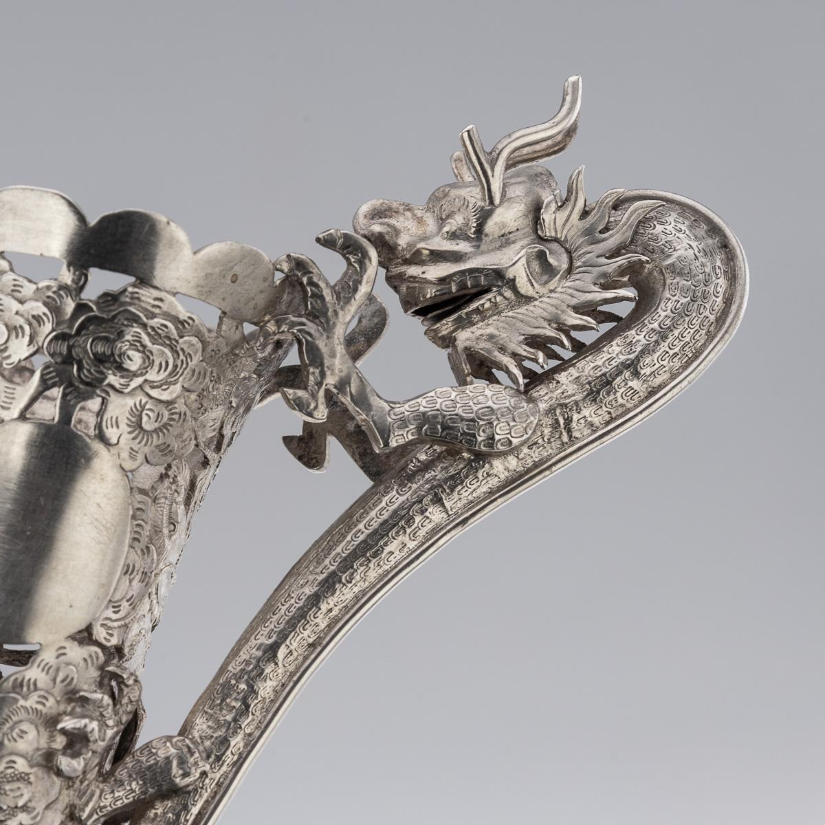 Antike chinesische Export-Epergne aus massivem Silber und rotem Glas aus dem 19. Jahrhundert, Epergne um 1890 im Angebot 12