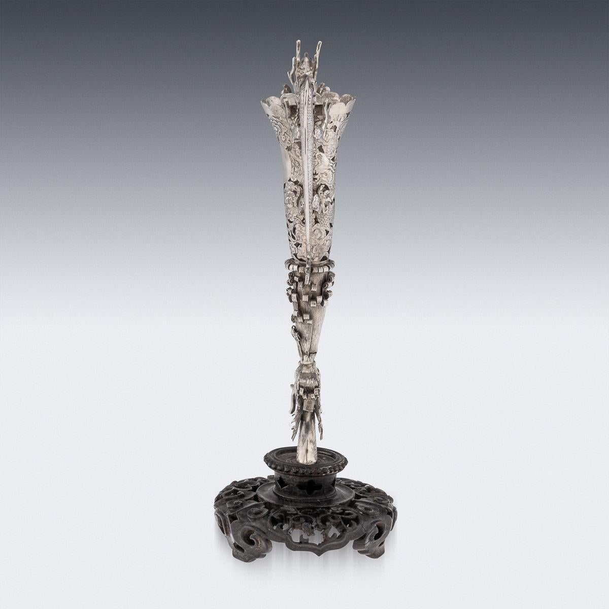 Antike chinesische Export-Epergne aus massivem Silber und rotem Glas aus dem 19. Jahrhundert, Epergne um 1890 im Zustand „Gut“ im Angebot in Royal Tunbridge Wells, Kent
