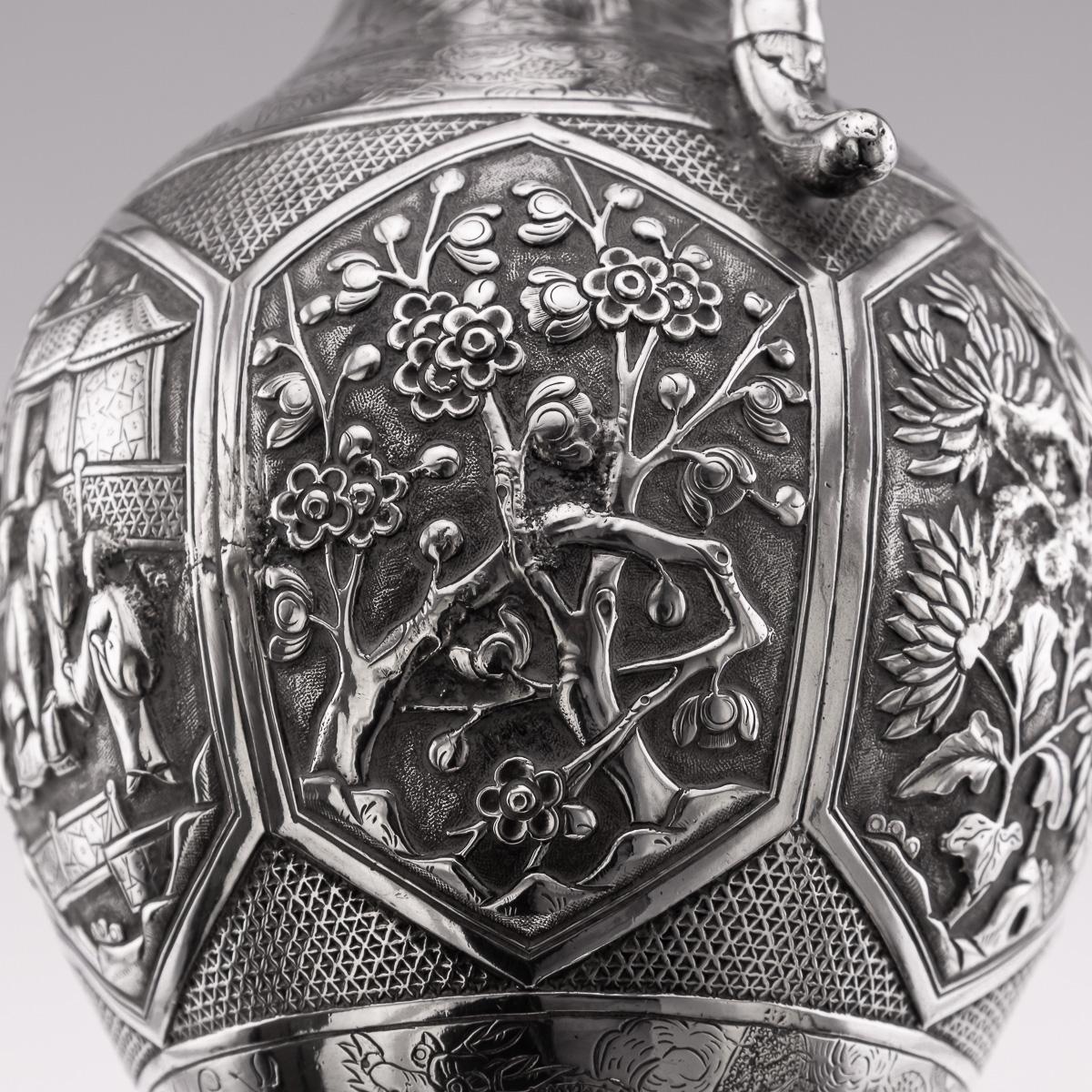 Antique 19th Century Chinese Export Solid Silver Wine Ewer, Woshing c.1890 For Sale 8