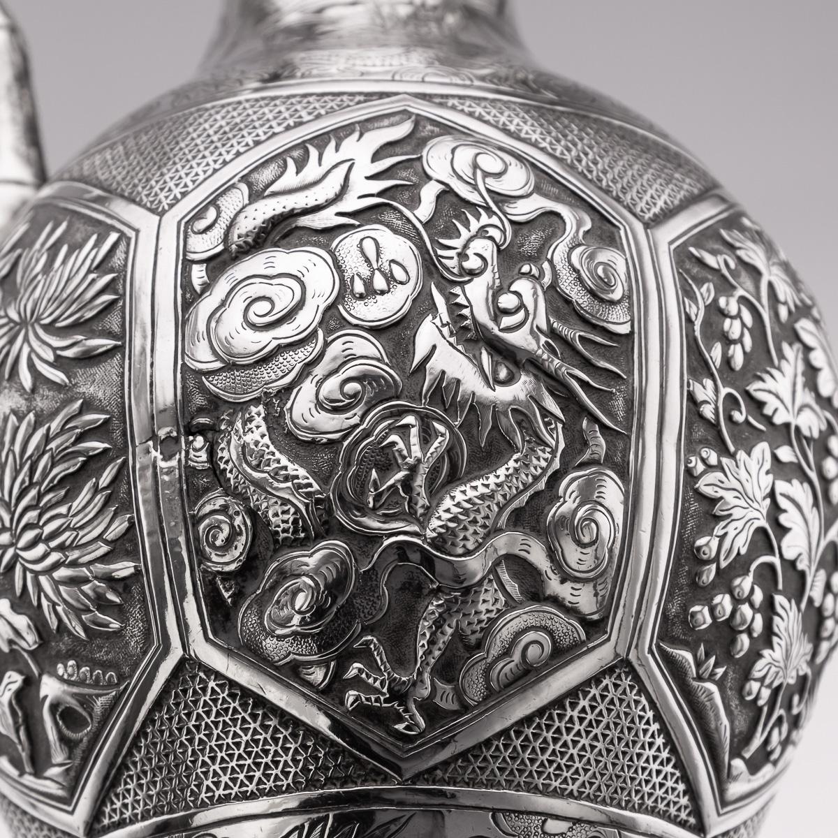 Antique 19th Century Chinese Export Solid Silver Wine Ewer, Woshing c.1890 For Sale 10