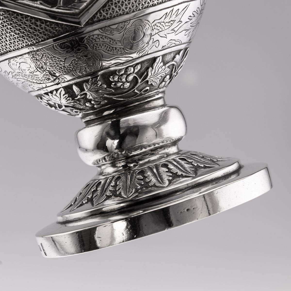 Antique 19th Century Chinese Export Solid Silver Wine Ewer, Woshing c.1890 For Sale 14