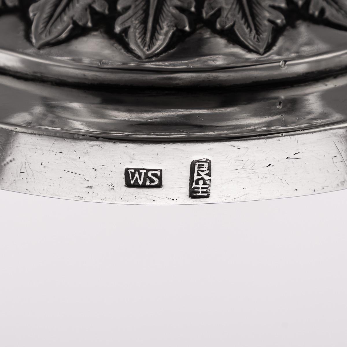 Antique 19th Century Chinese Export Solid Silver Wine Ewer, Woshing c.1890 For Sale 15