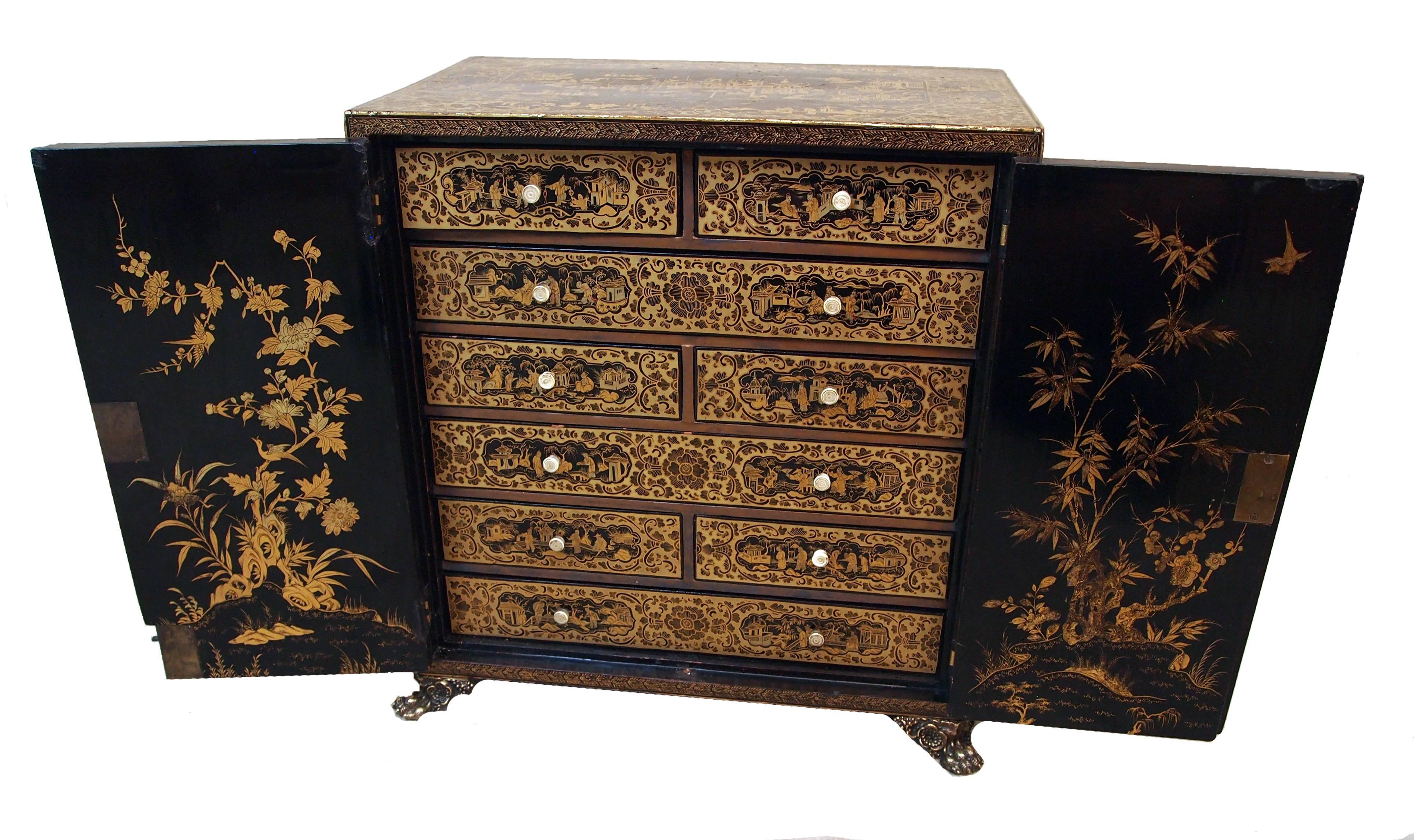 Victorian Antique 19th Century Chinese Export Table Cabinet