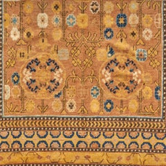 Antique 19th Century Chinese Gansu Rug Fragment with Floral Motifs - Rug & Kilim