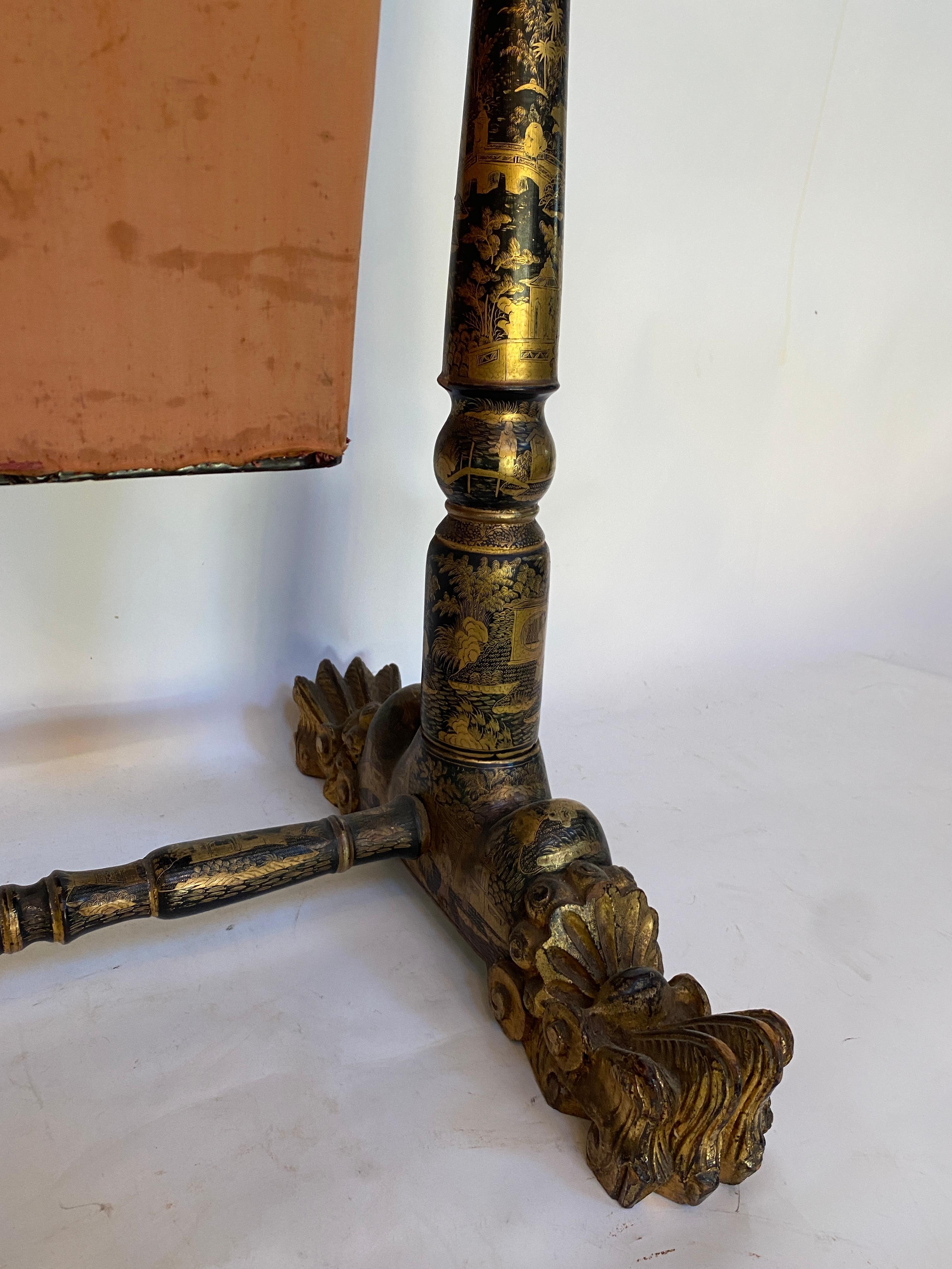 Antique 19th Century Chinese Gilt Lacquer Sewing Table For Sale 14