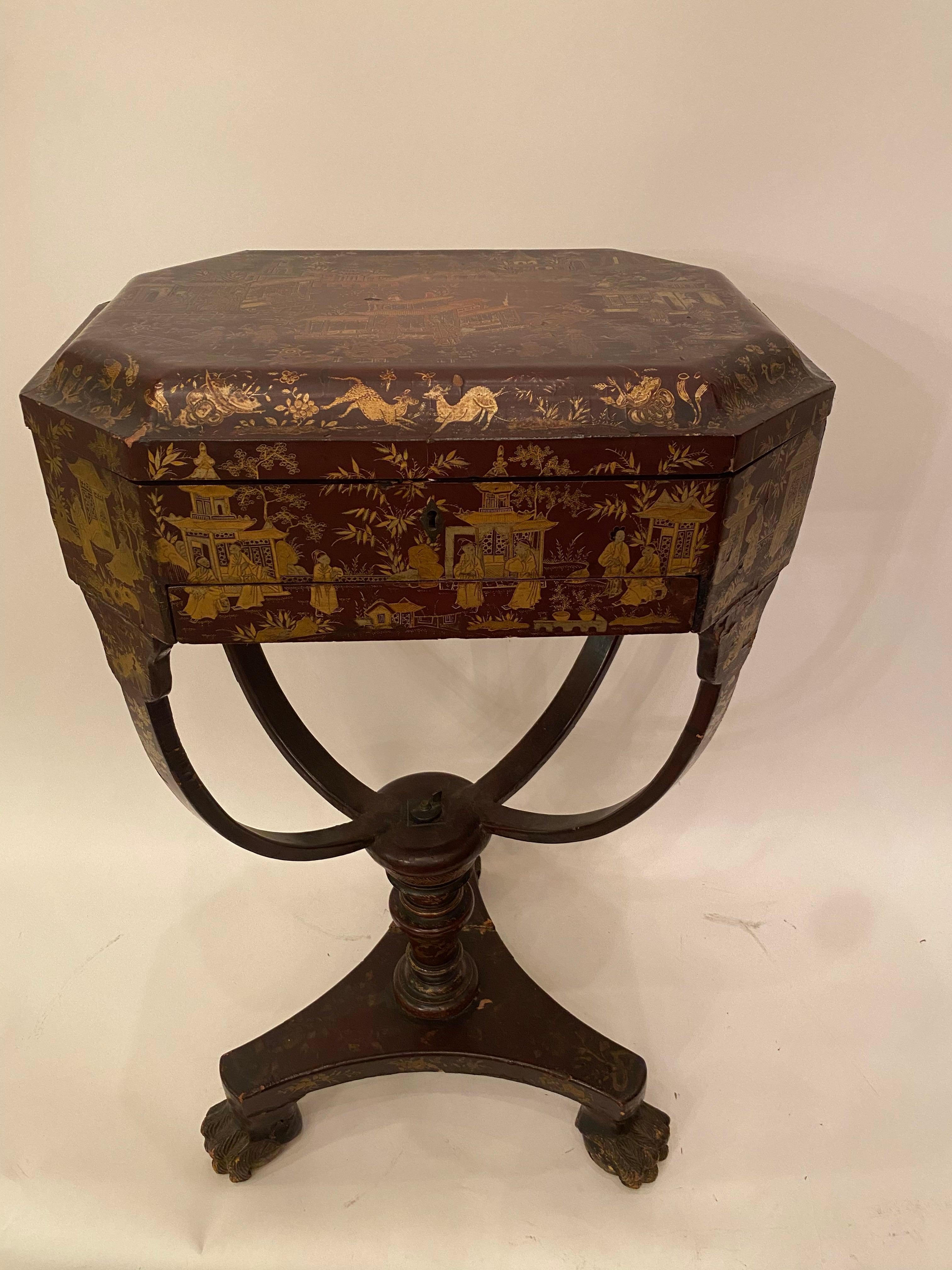 antique sewing box stand