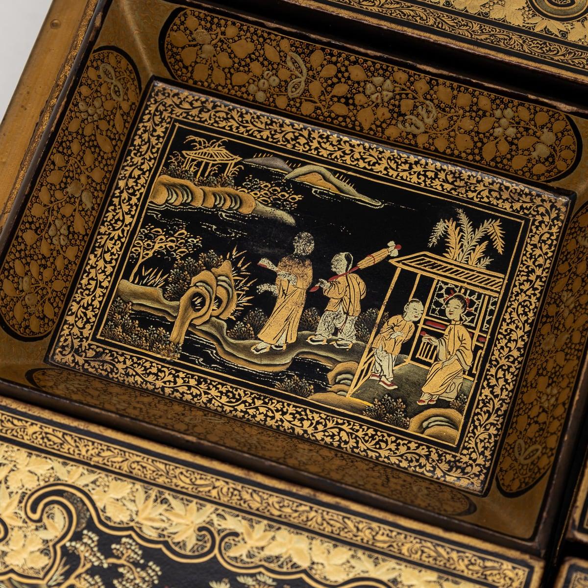 Antique 19th Century Chinese Lacquered Games Box c.1890 For Sale 14