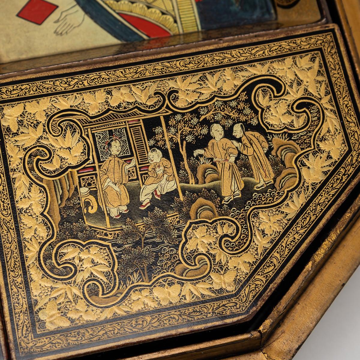 Antique 19th Century Chinese Lacquered Games Box c.1890 For Sale 15