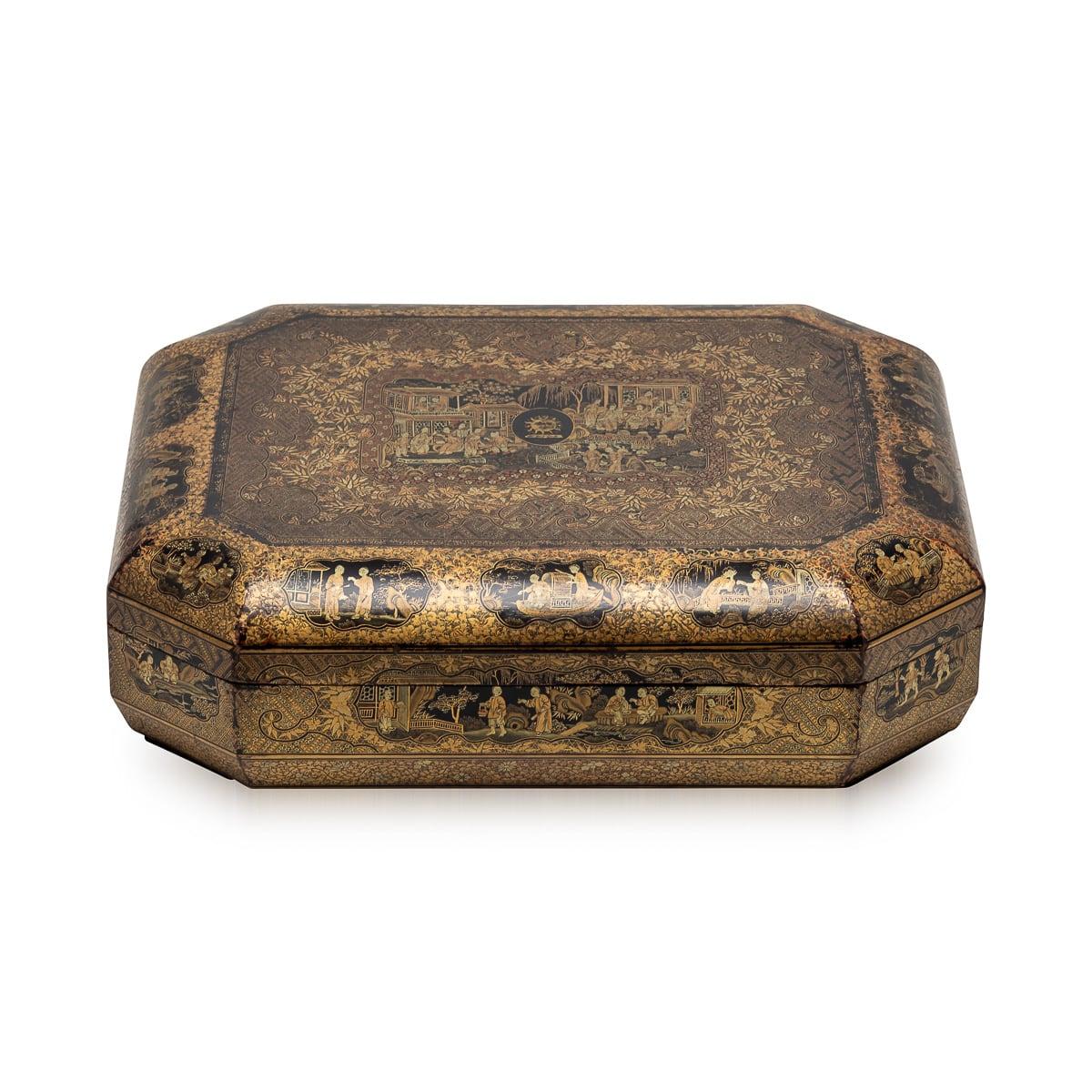 Other Antique 19th Century Chinese Lacquered Games Box c.1890 For Sale
