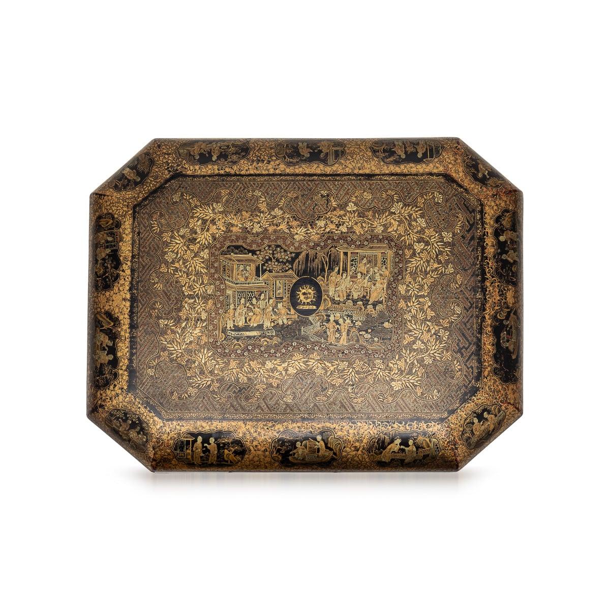 Antique 19th Century Chinese Lacquered Games Box c.1890 In Good Condition For Sale In Royal Tunbridge Wells, Kent