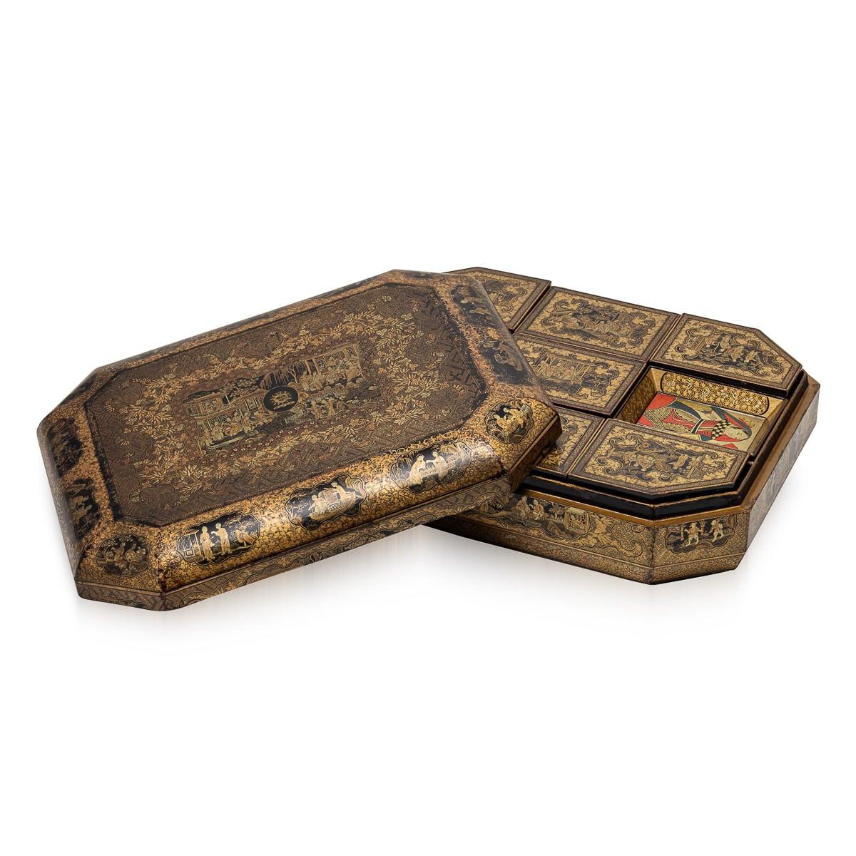 Antique 19th Century Chinese Lacquered Games Box c.1890 For Sale 1