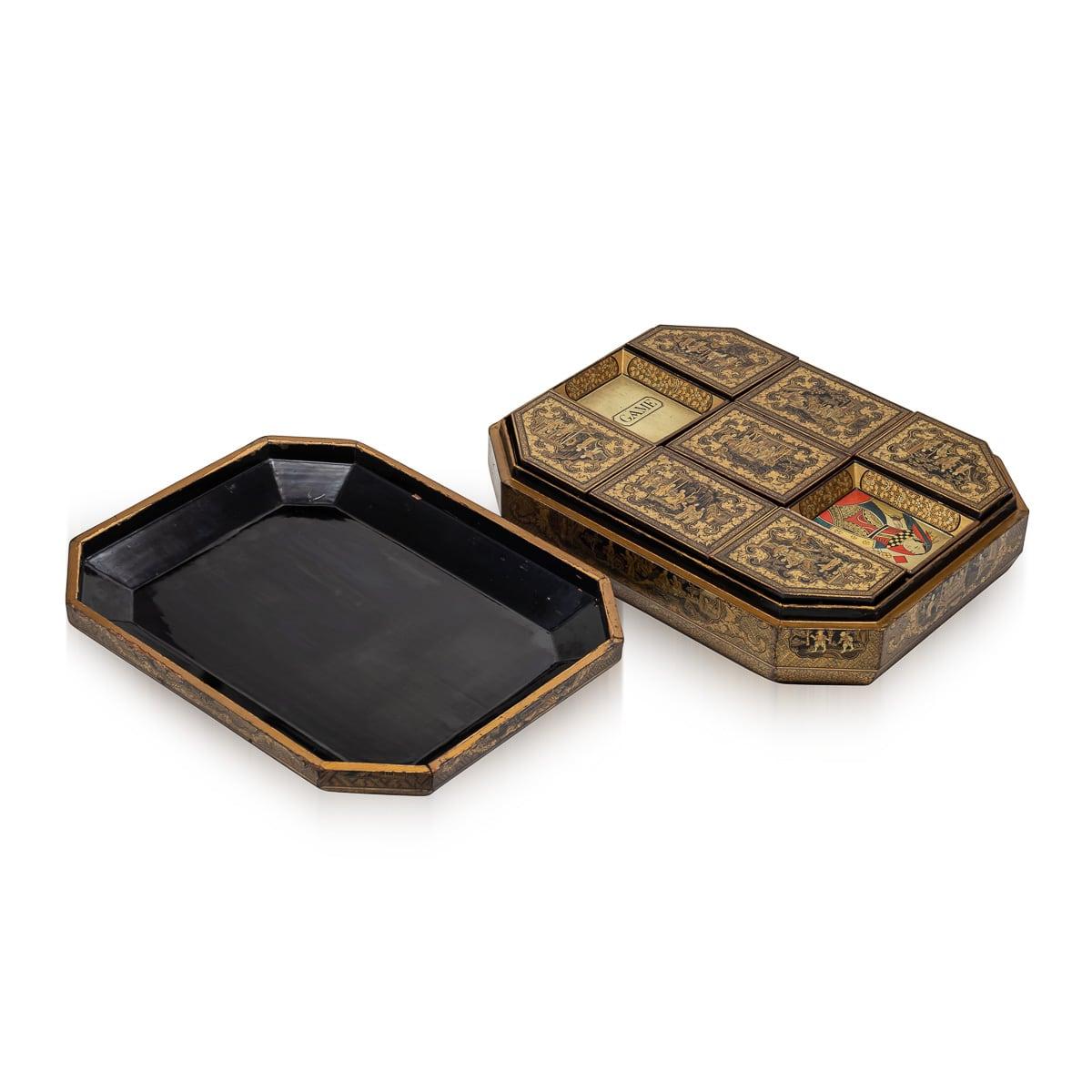 Antique 19th Century Chinese Lacquered Games Box c.1890 For Sale 2