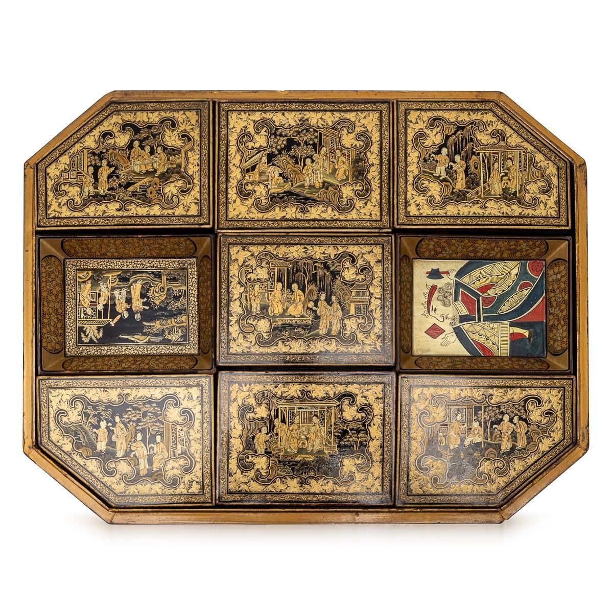 Antique 19th Century Chinese Lacquered Games Box c.1890 For Sale 3