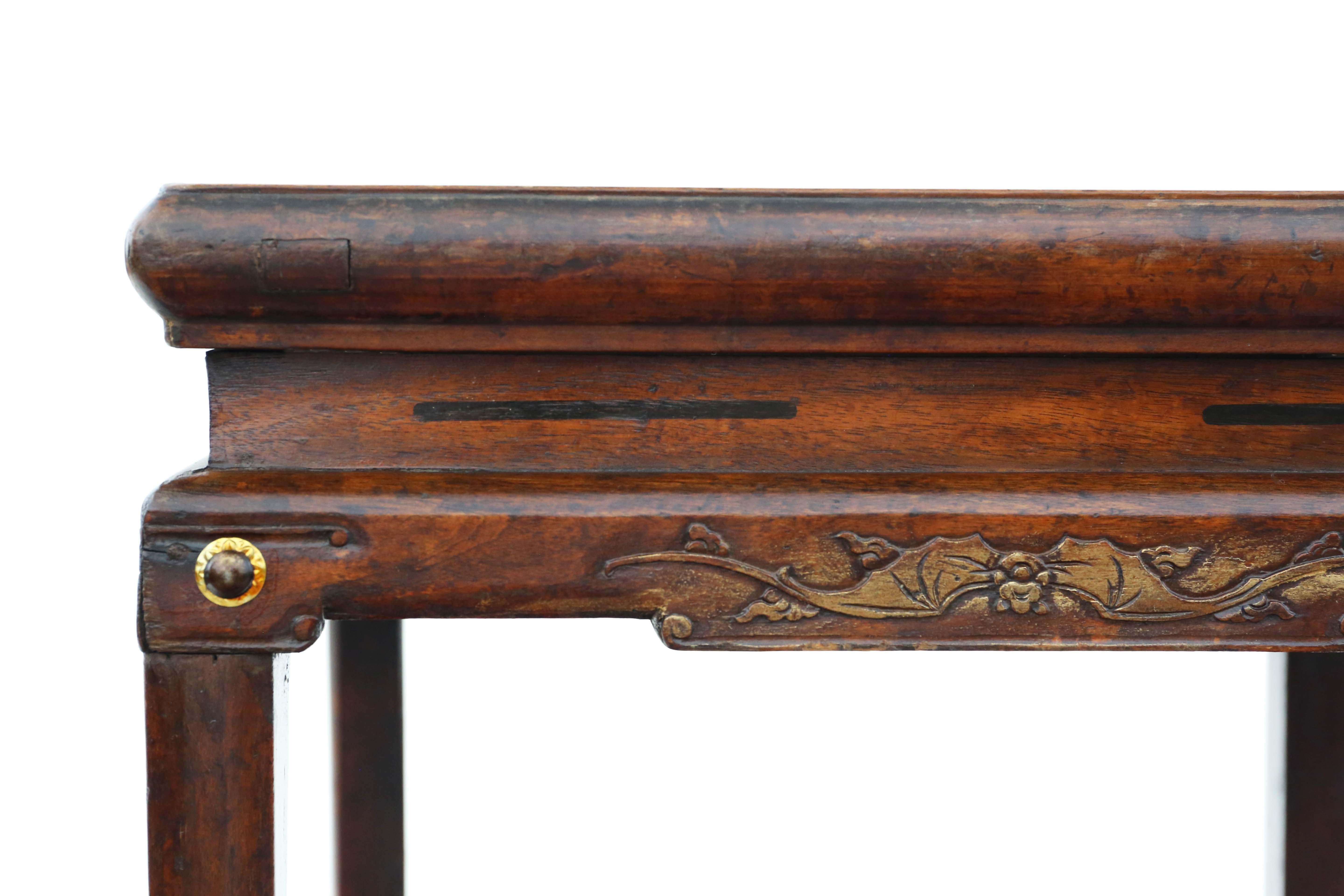 Antique 19th Century Chinese oriental elm side occasional table stand In Good Condition In Wisbech, Cambridgeshire
