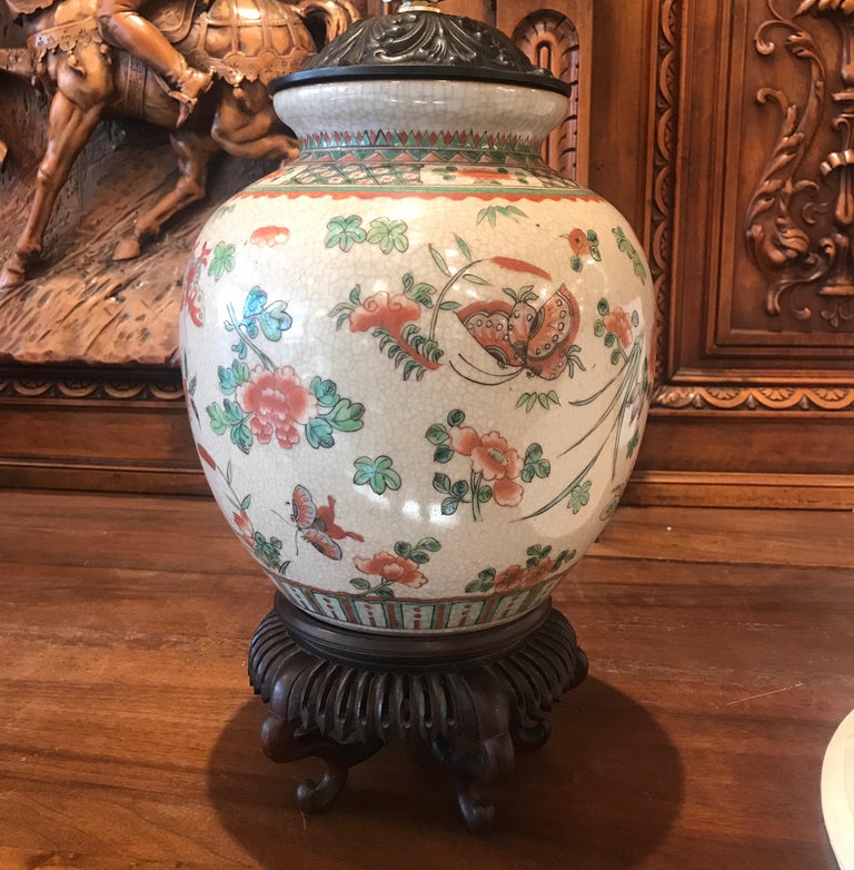 Antique 19th Century Chinese Porcelain Lamp For Sale at 1stDibs