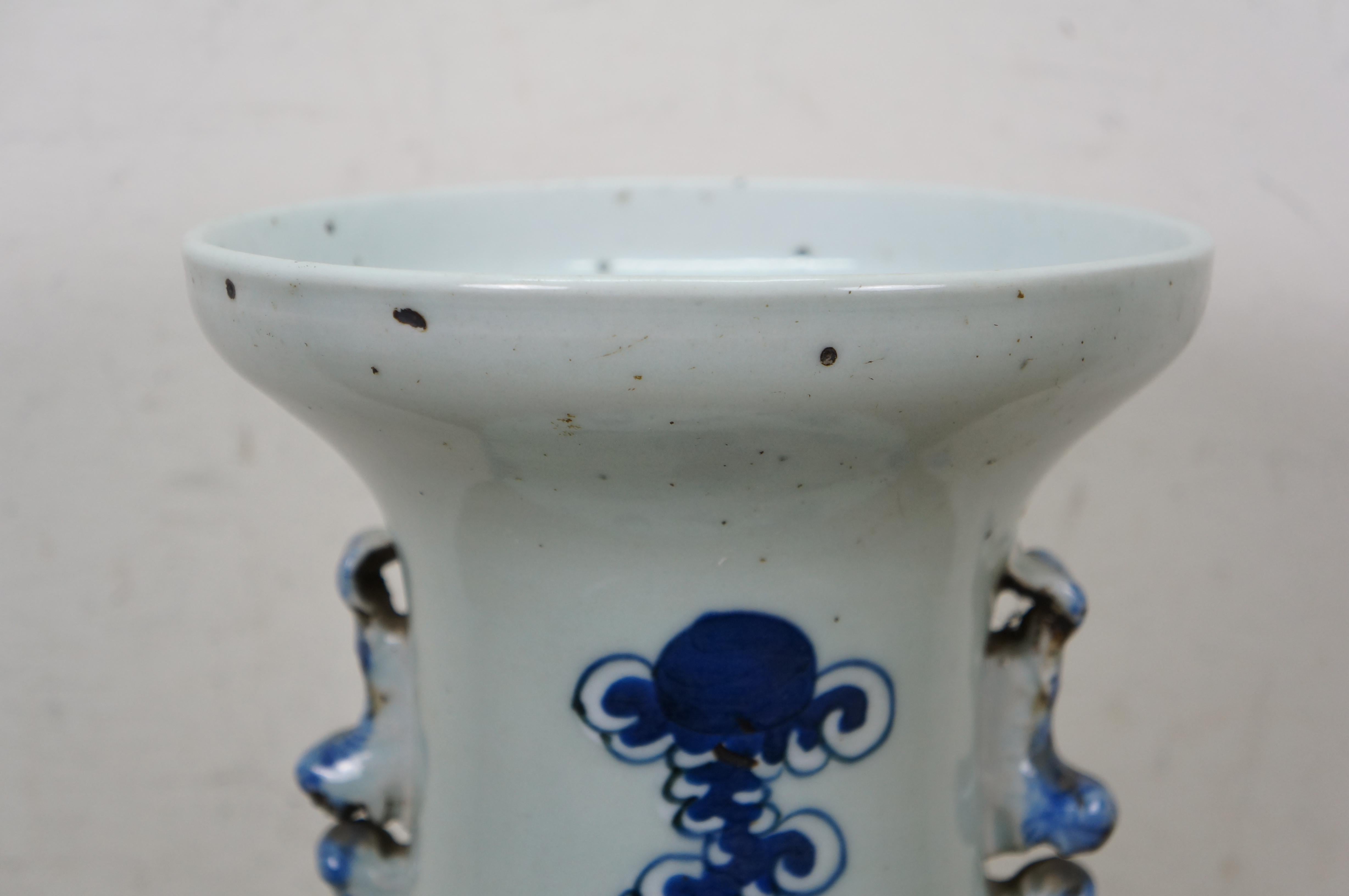 Antike 19. Jahrhundert Chinesisch Qing Blau & Weiß Porzellan Mantel Vase Urne 17