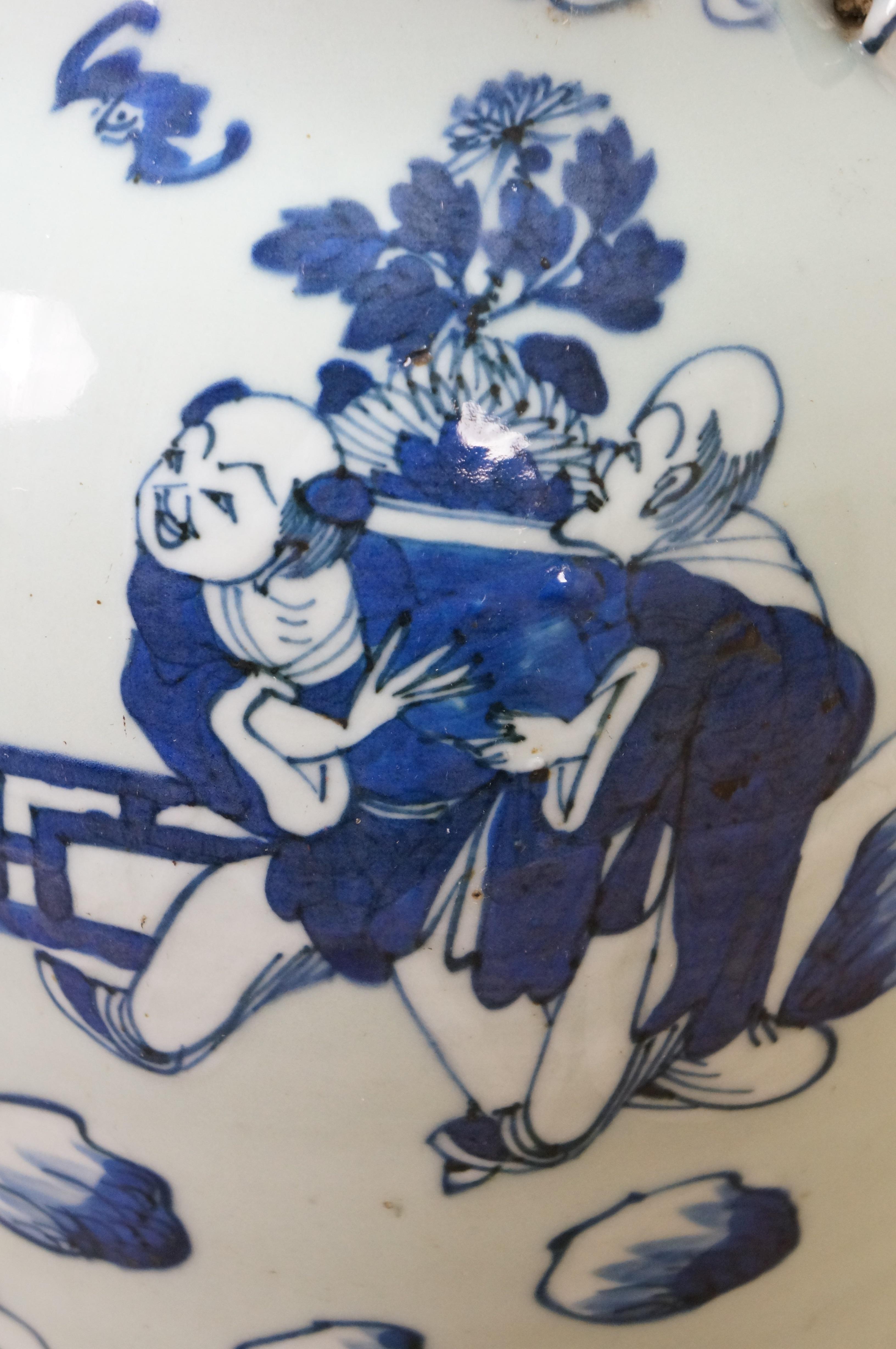 Antike 19. Jahrhundert Chinesisch Qing Blau & Weiß Porzellan Mantel Vase Urne 17