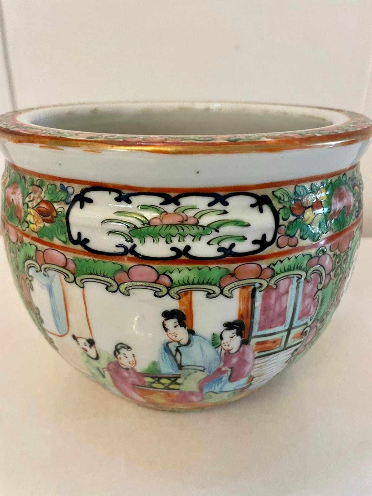 Ceramic Antique 19th Century Chinese Quality Canton Famille Rose Jardinière For Sale