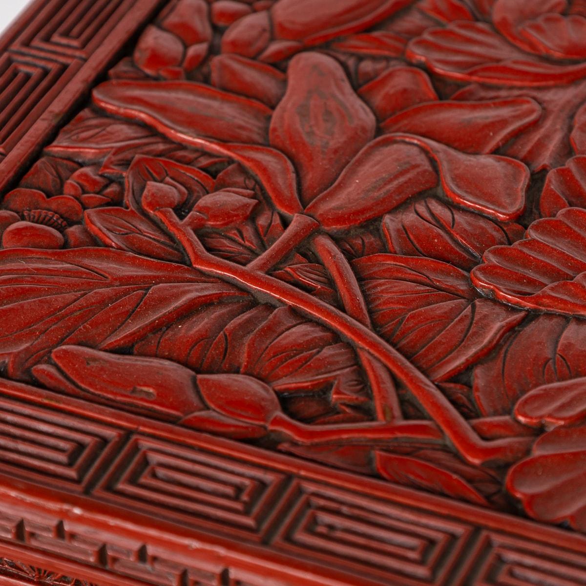 Antique 19th Century Chinese Red Cinnabar Lacquer Floral Pedestal c.1880 For Sale 7