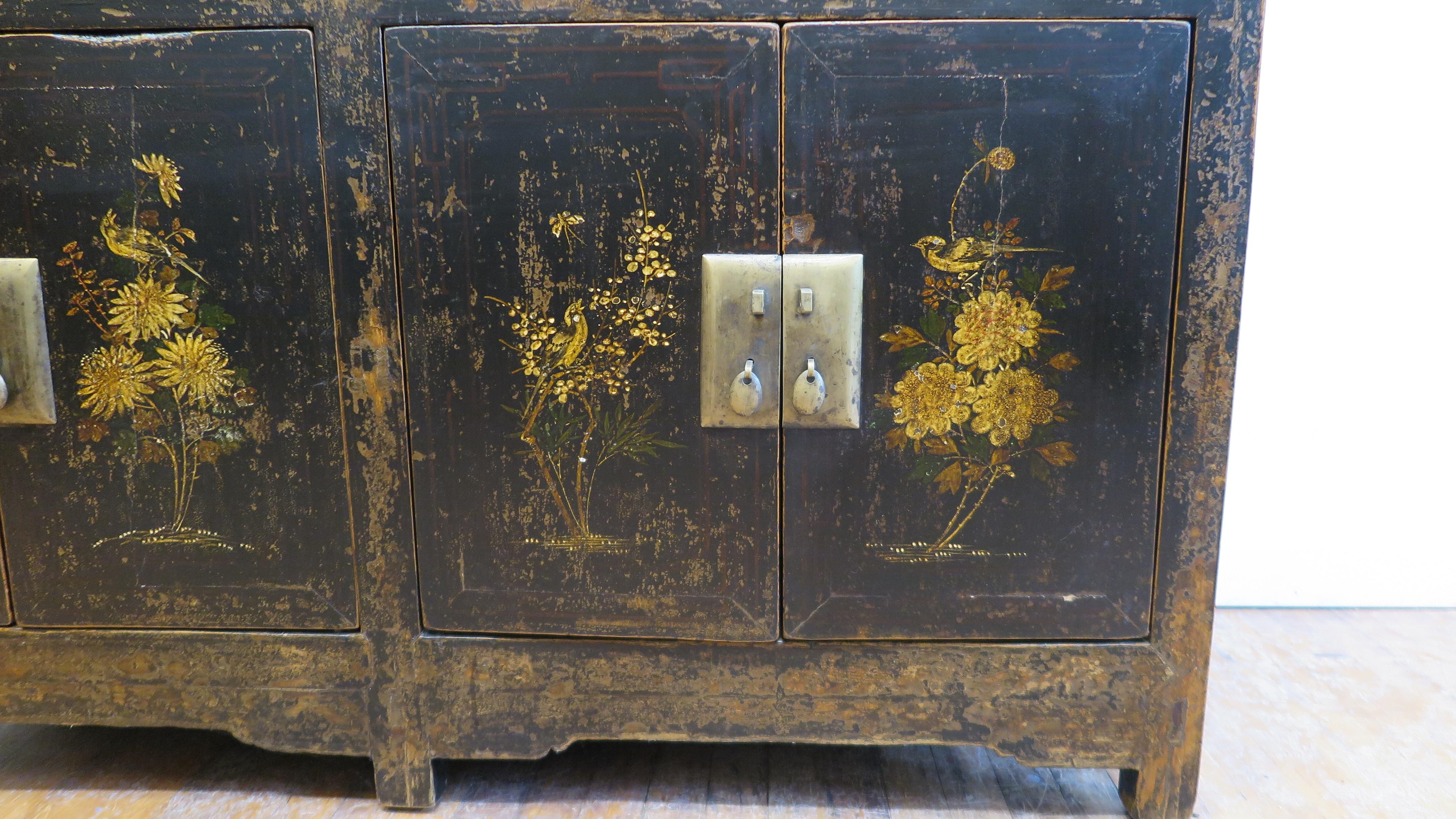 Antique 19th Century Chinese Sideboard In Distressed Condition In New York, NY