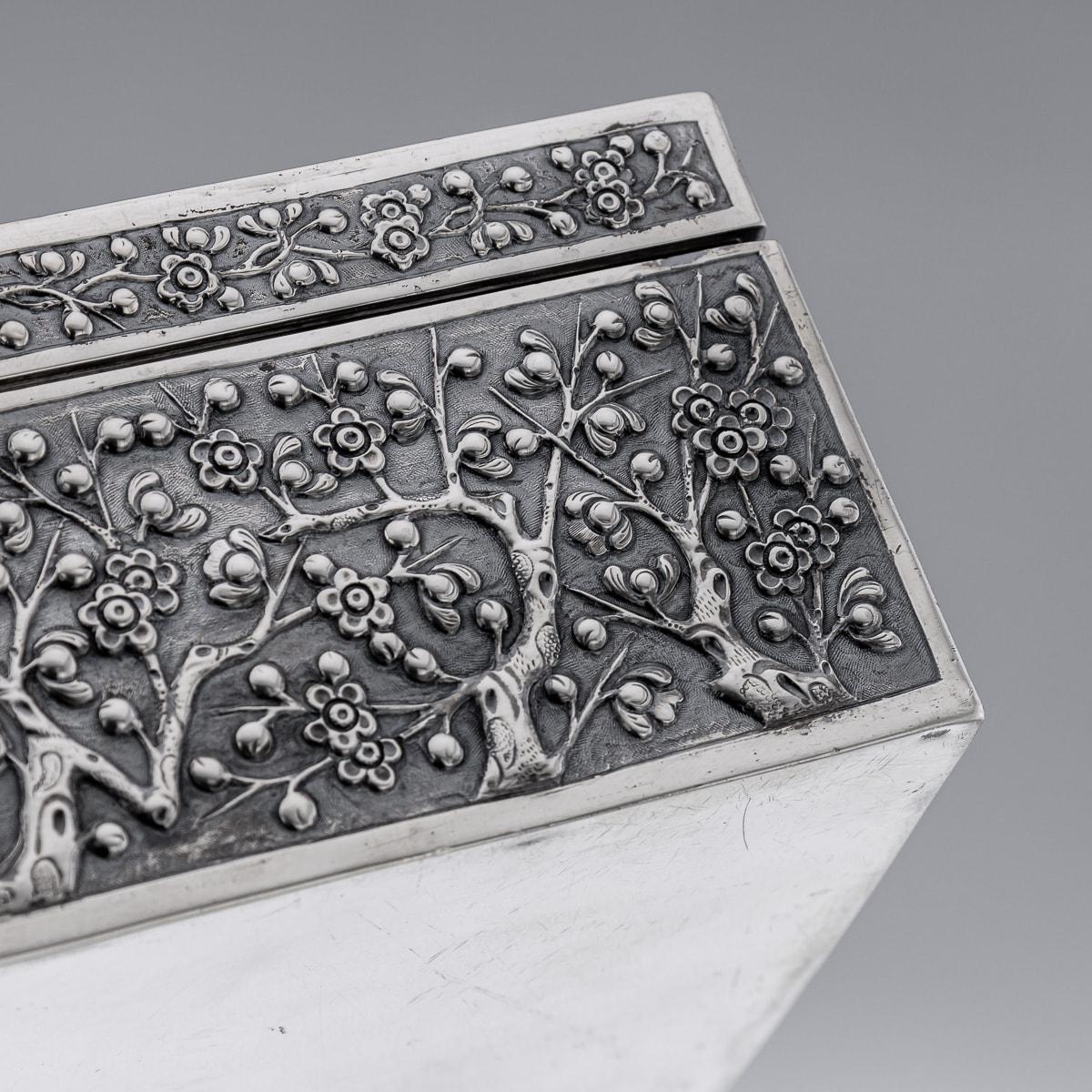 Antique 19th Century Chinese Silver Cherry Blossom Box, Wang Hing 1890 For Sale 13