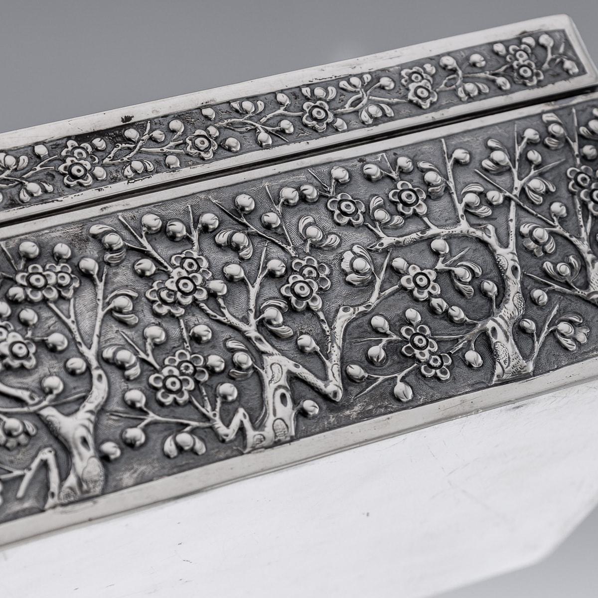 Antique 19th Century Chinese Silver Cherry Blossom Box, Wang Hing 1890 For Sale 14