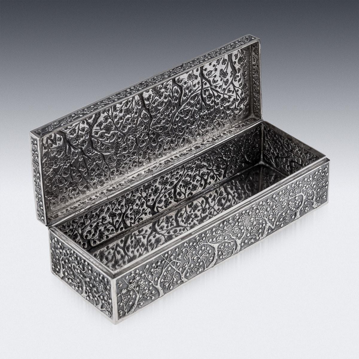 Antique 19th Century Chinese Silver Cherry Blossom Box, Wang Hing 1890 For Sale 3
