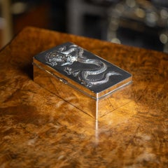 Antica scatola per sigari in argento massiccio cinese del XIX secolo, Canton, 1880 ca.