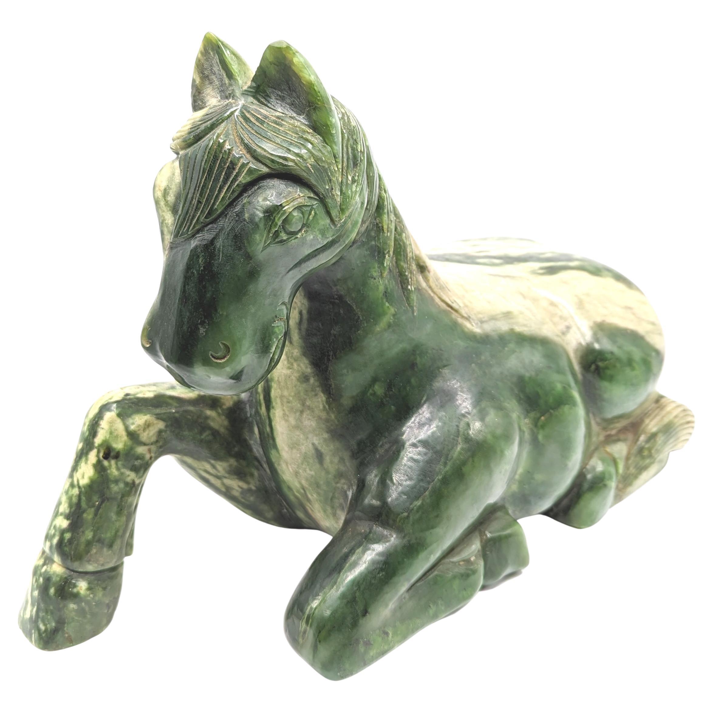 green jade horse statue