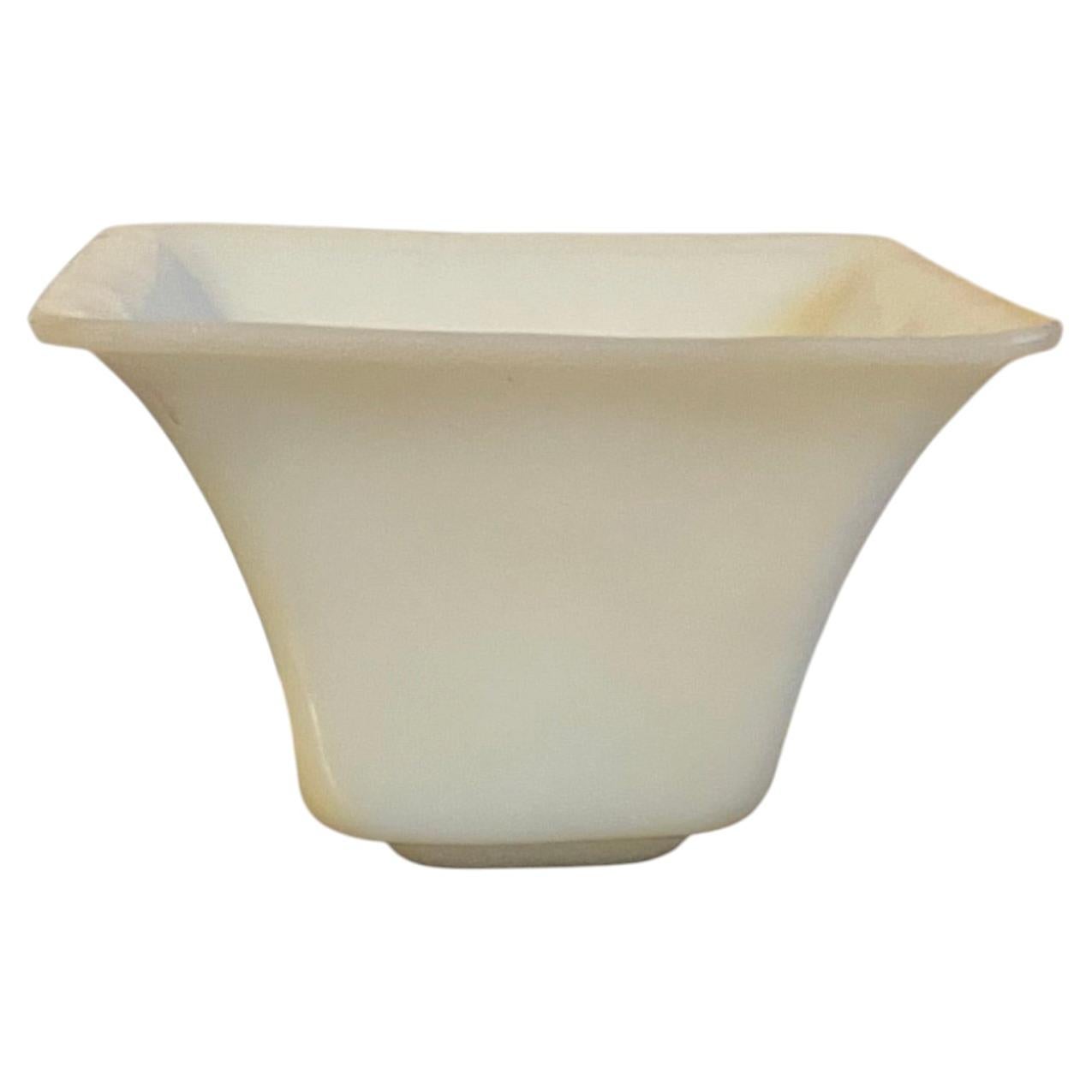 Antique 19th Century Chinese White Peking Glass Square Libation Cup