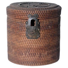 19. Jahrhundert Chinesisch gewebt Wicker Tea Pot Korb