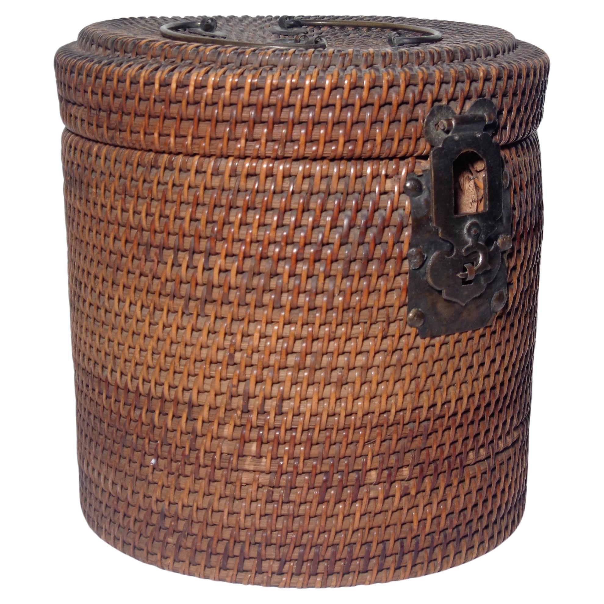 Hand-Crafted  19th Century Chinese Woven Wicker Tea Pot Basket