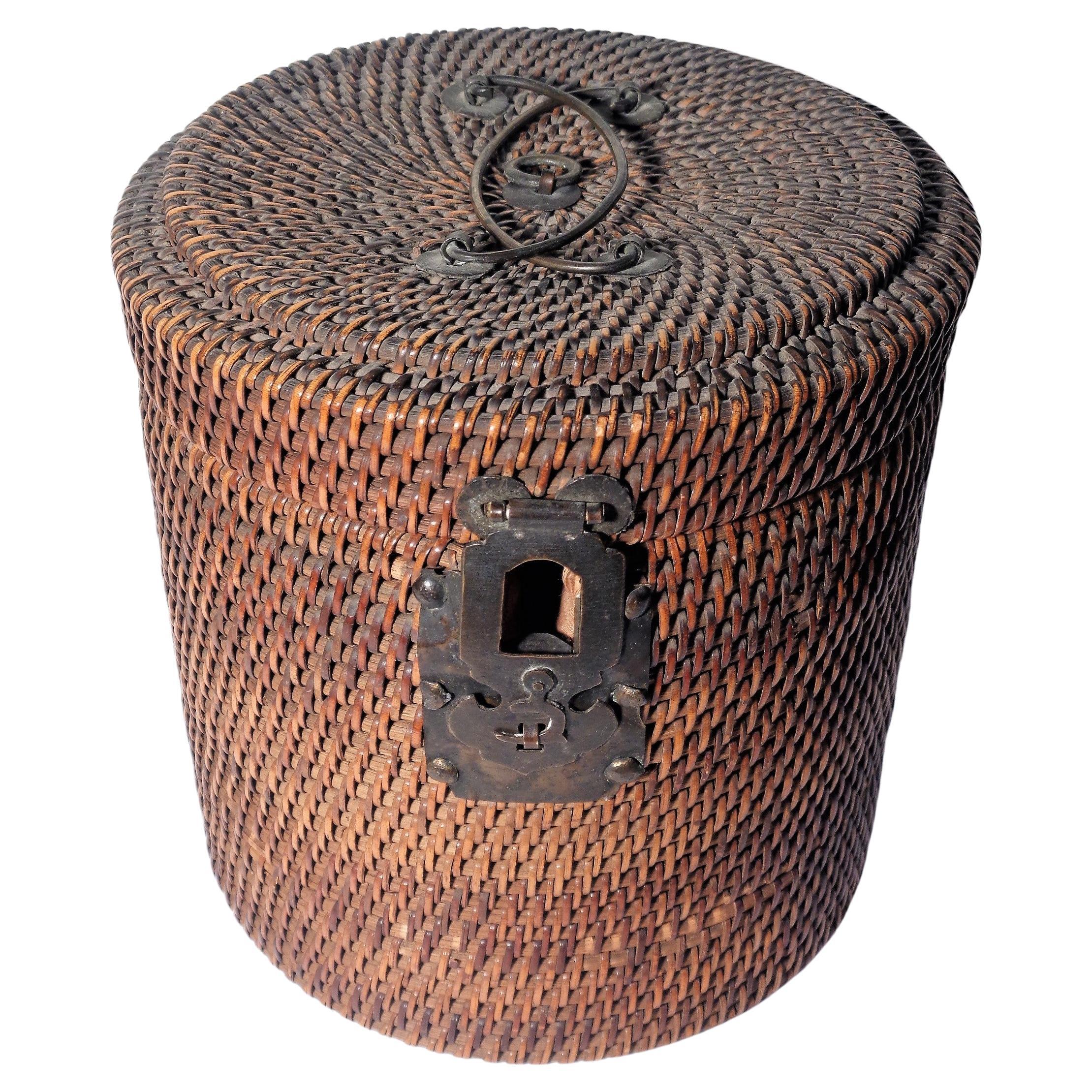  19th Century Chinese Woven Wicker Tea Pot Basket