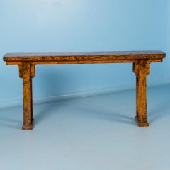 Antique 19th Century Chinese Yellow Lacquered Console Altar Table