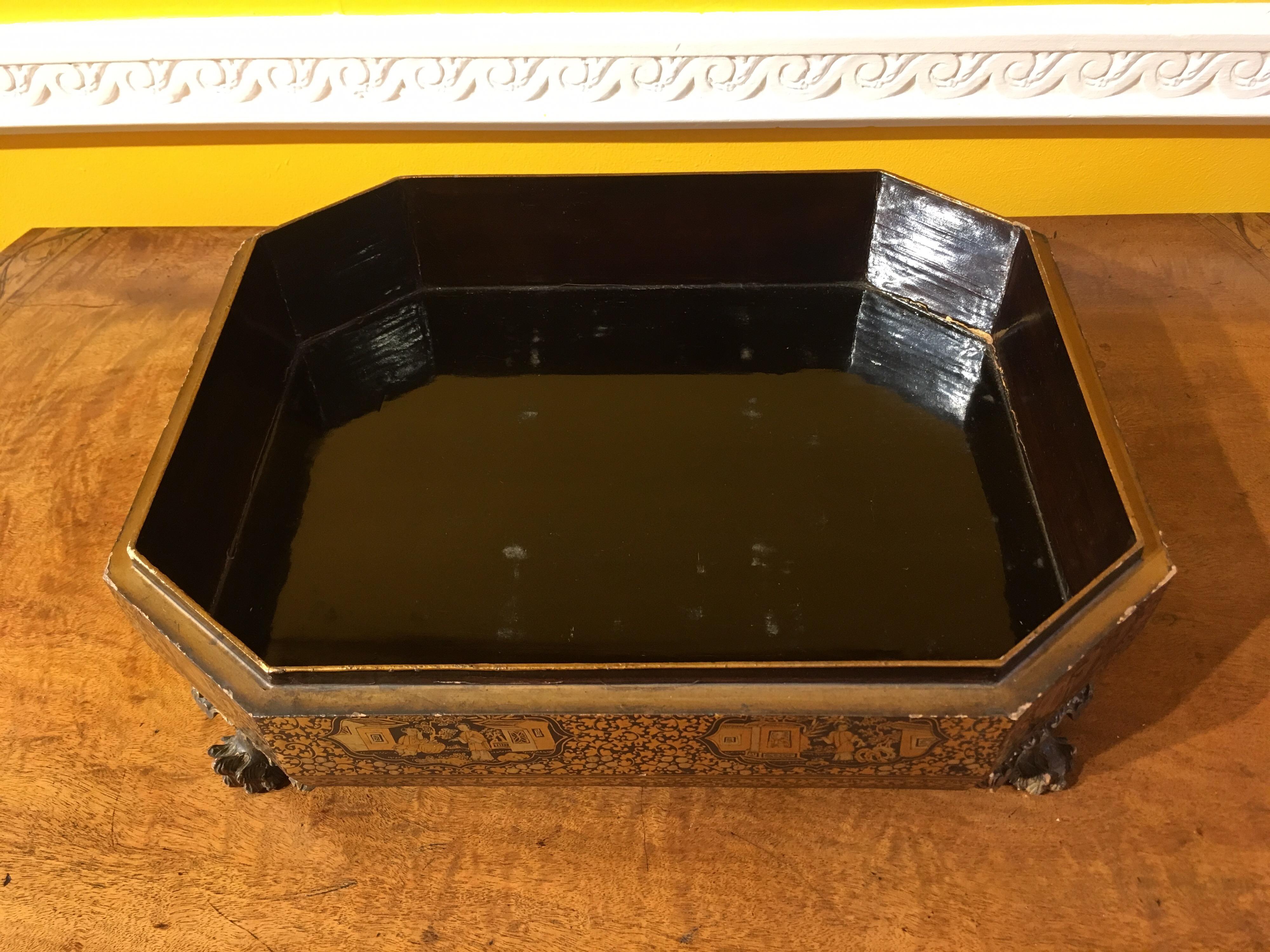 Antique 19th Century Chinoiserie Lacquer Jewelry Box 10