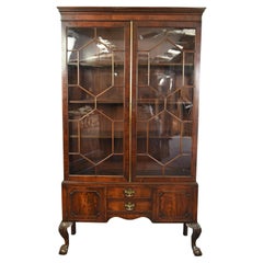 Antique 19th century Chippendale style bookcase cabinet